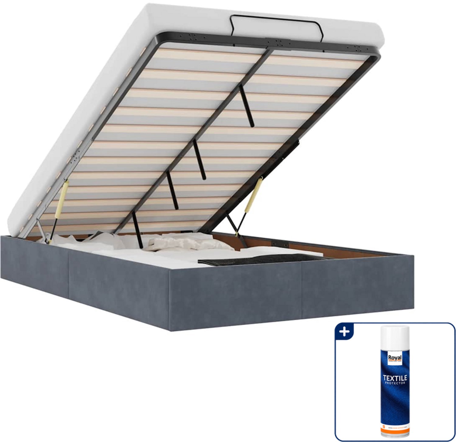 vidaXL bedframe - 120 x 200 cm - fluweel - donkergrijs - Inclusief textielbeschermer 500 ml Blauw