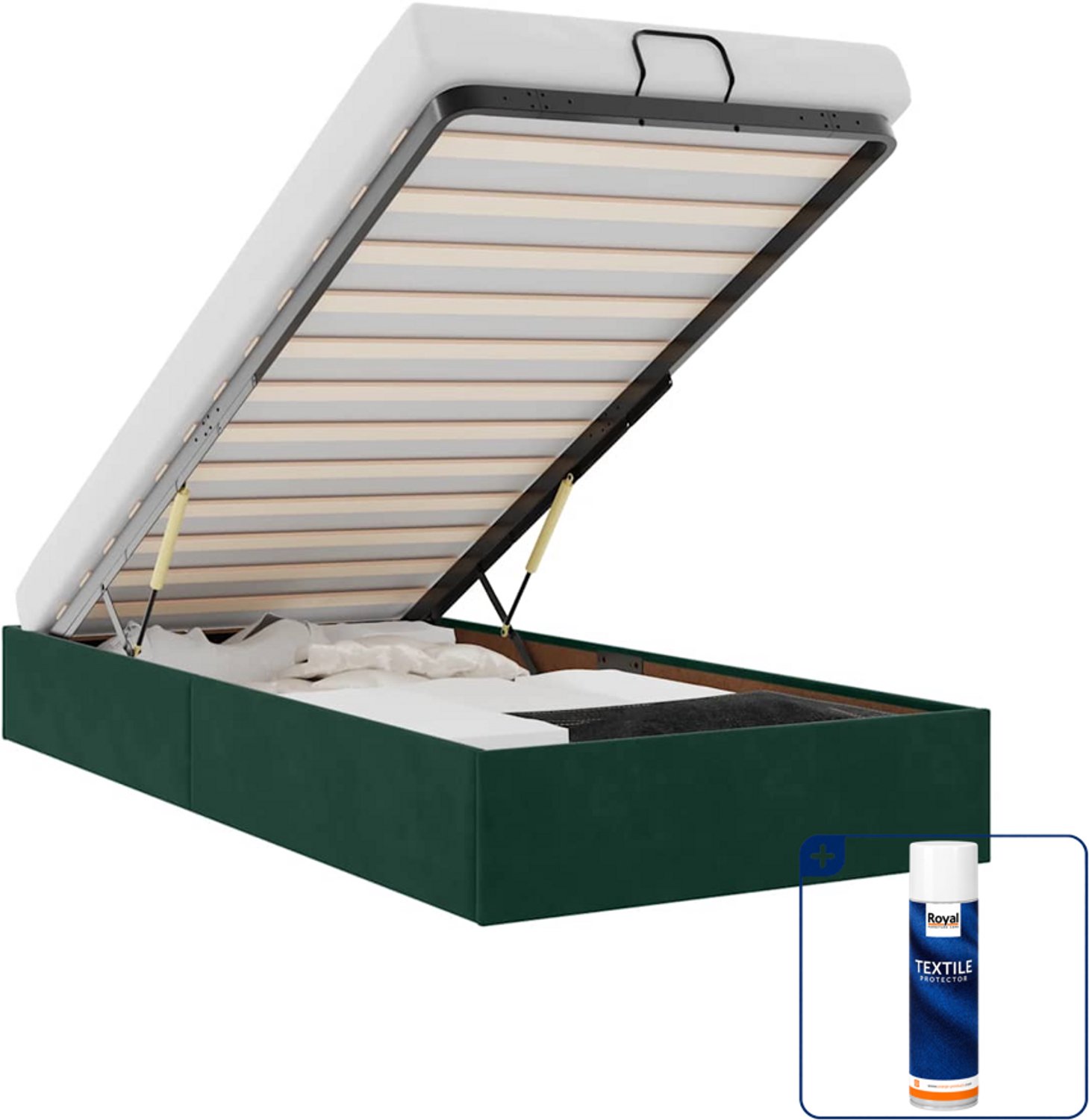 vidaXL Bedframe 100 x 200 cm - fluweel - donkergroen - Inclusief textielbeschermer 500 ml Bruin