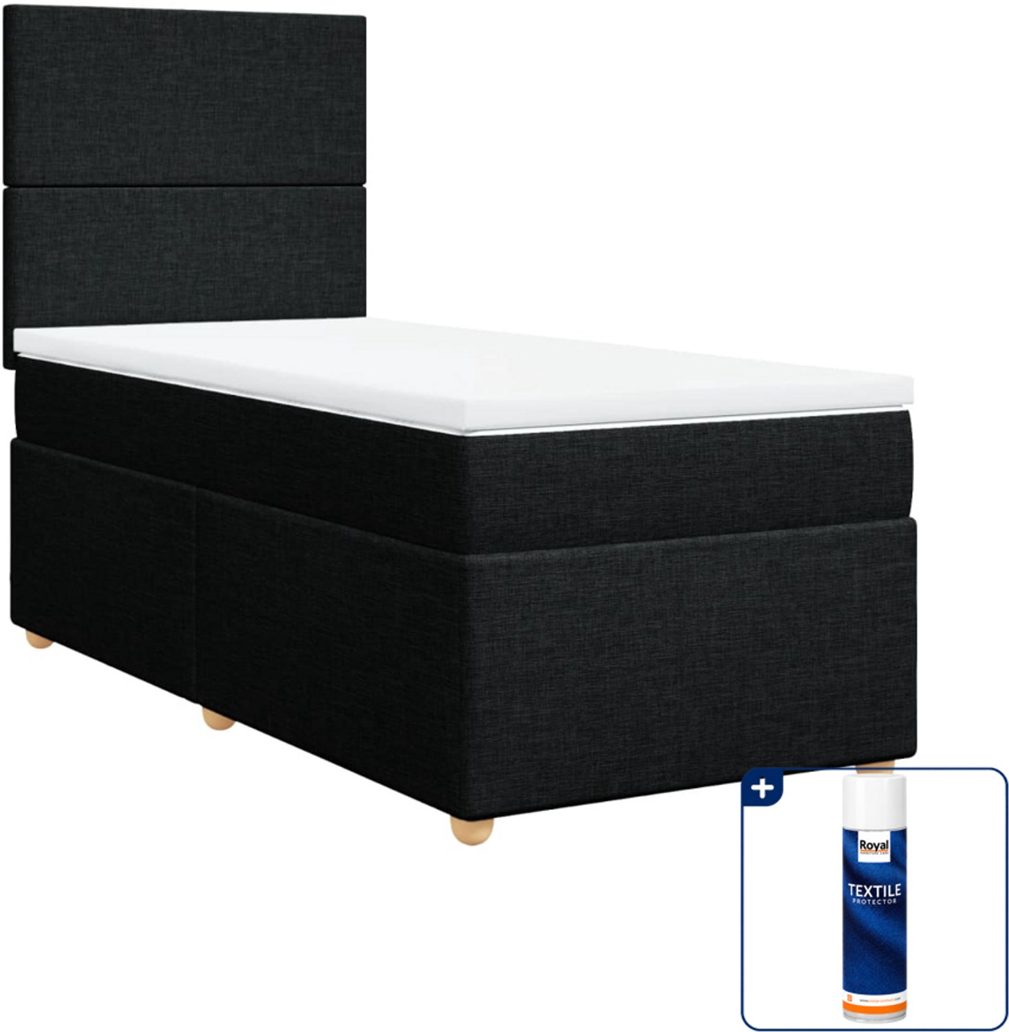 vidaXL boxspring met matras - 100 x 200 cm - zwart - Inclusief textielbeschermer 500 ml