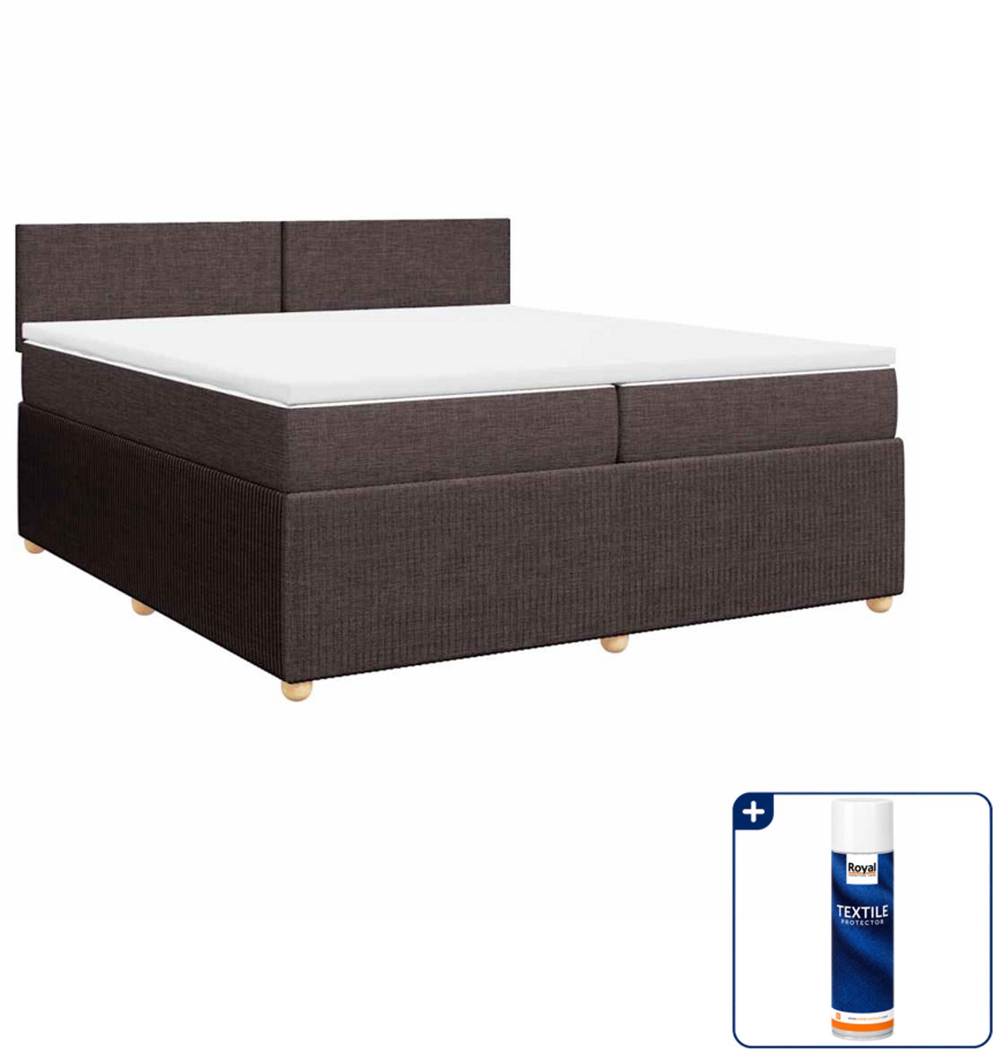 vidaXL Boxspring - Super kingsize - 200 x 200 cm - donkerbruin - Inclusief textielbeschermer 500 ml