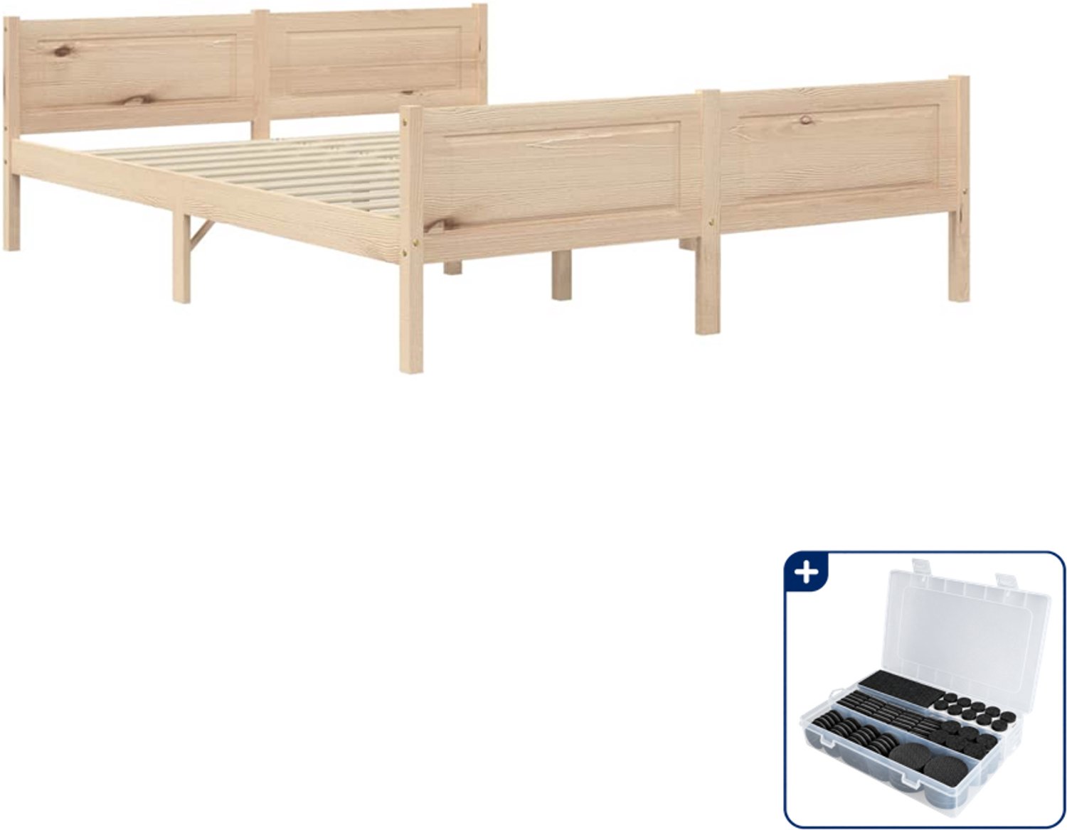 vidaXL bedframe - 120 x 200 cm - massief grenenhout - Inclusief antikrasvilt 177-delig Bruin