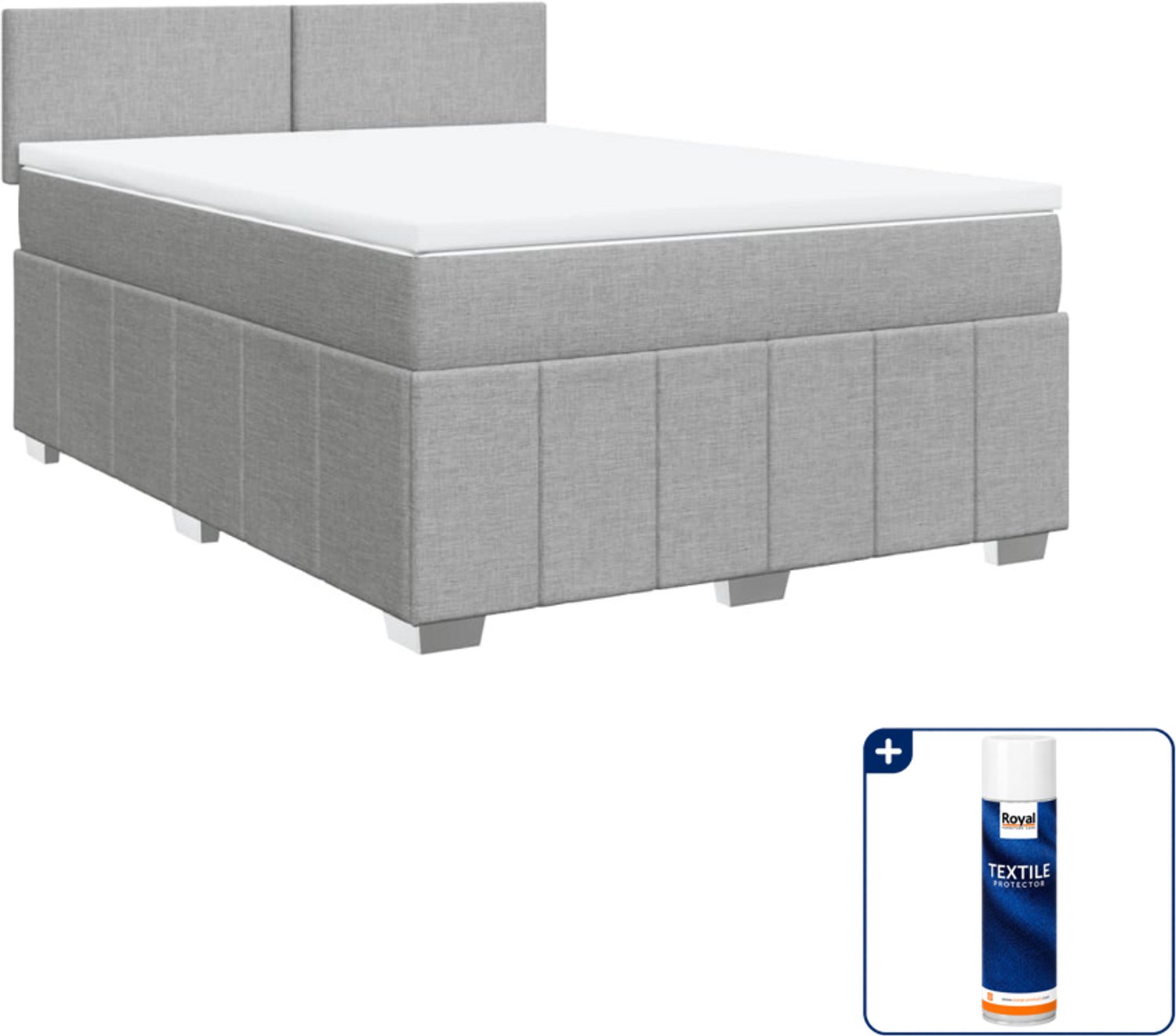 vidaXL boxspring Queensize - 160 x 200 cm - lichtgrijs - Inclusief textielbeschermer 500 ml