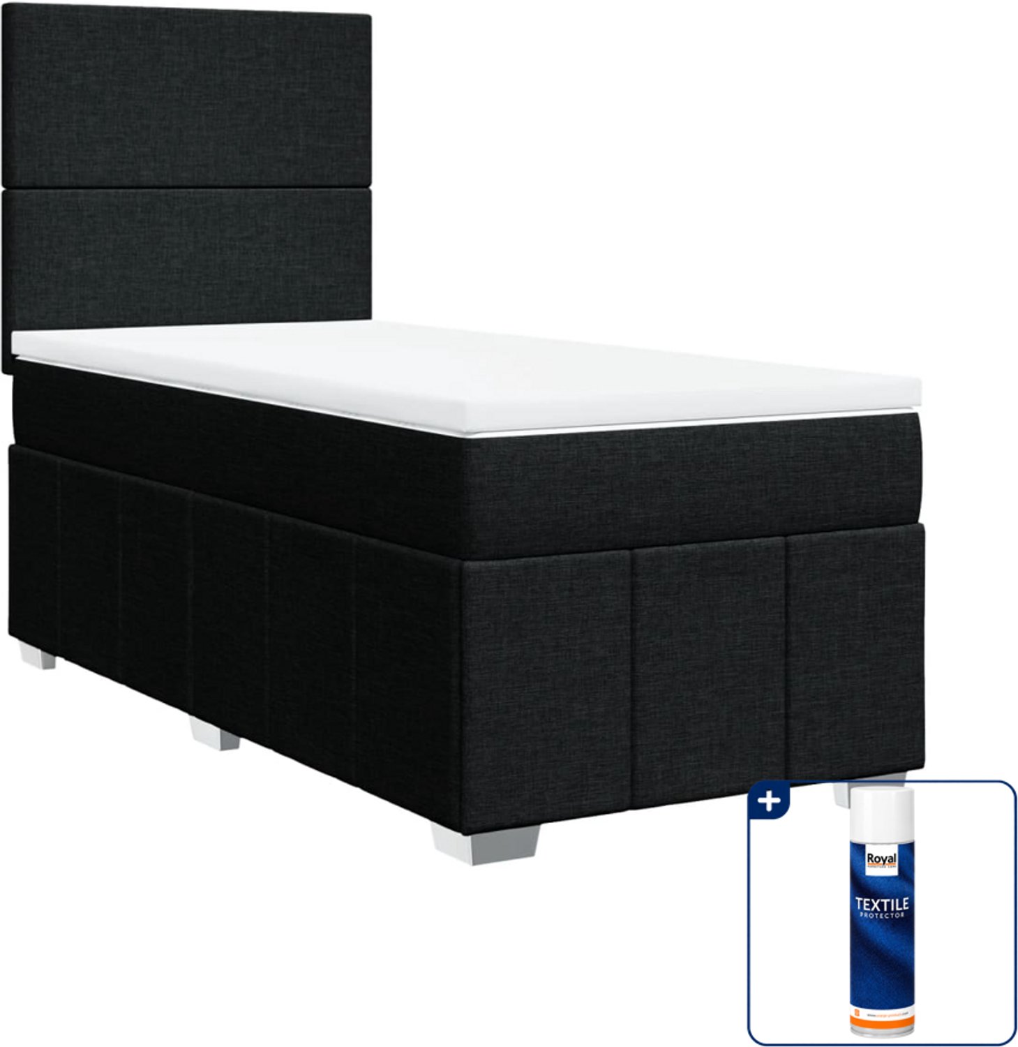 vidaXL boxspring met matras 90 x 190 cm - stof - zwart - Inclusief textielbeschermer 500 ml