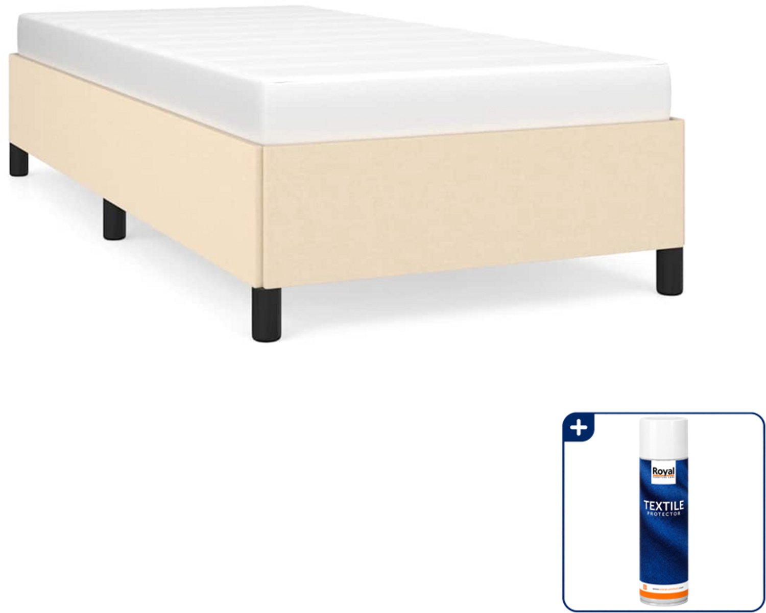 vidaXL bedframe - 90 x 200 cm - stof - crème - Inclusief textielbeschermer 500 ml