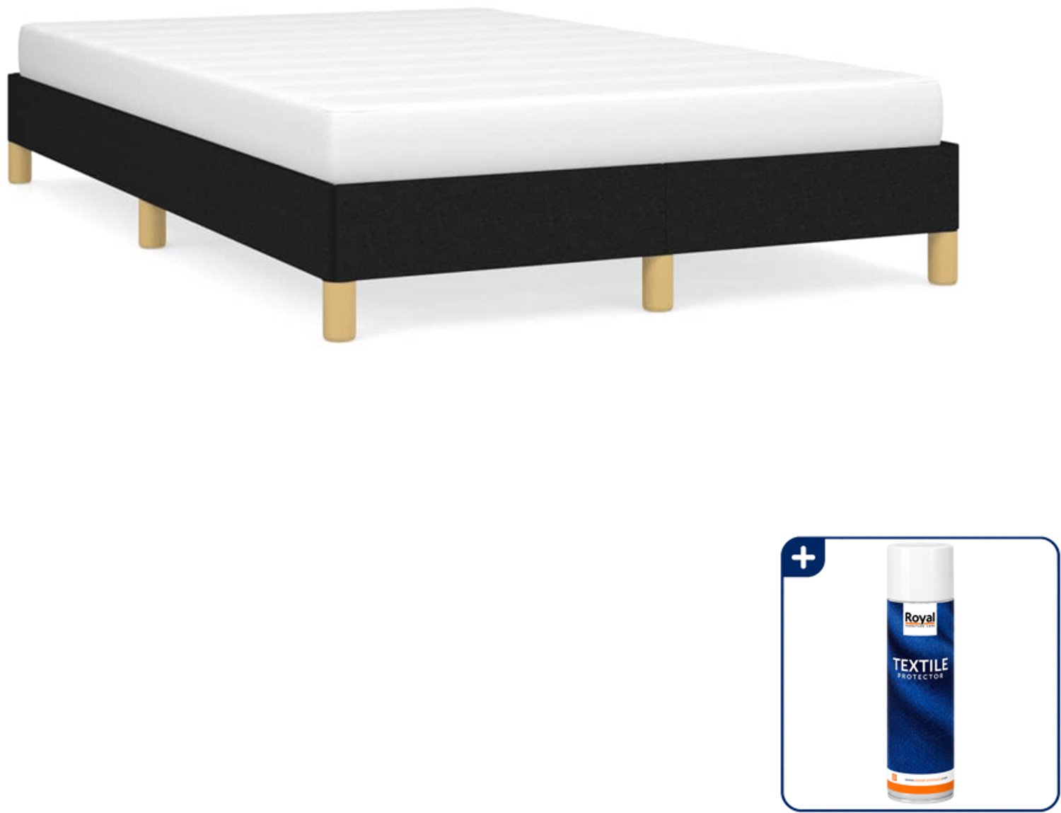 vidaXL Bedframe - 120 x 190 cm - stof - zwart - Inclusief textielbeschermer 500 ml