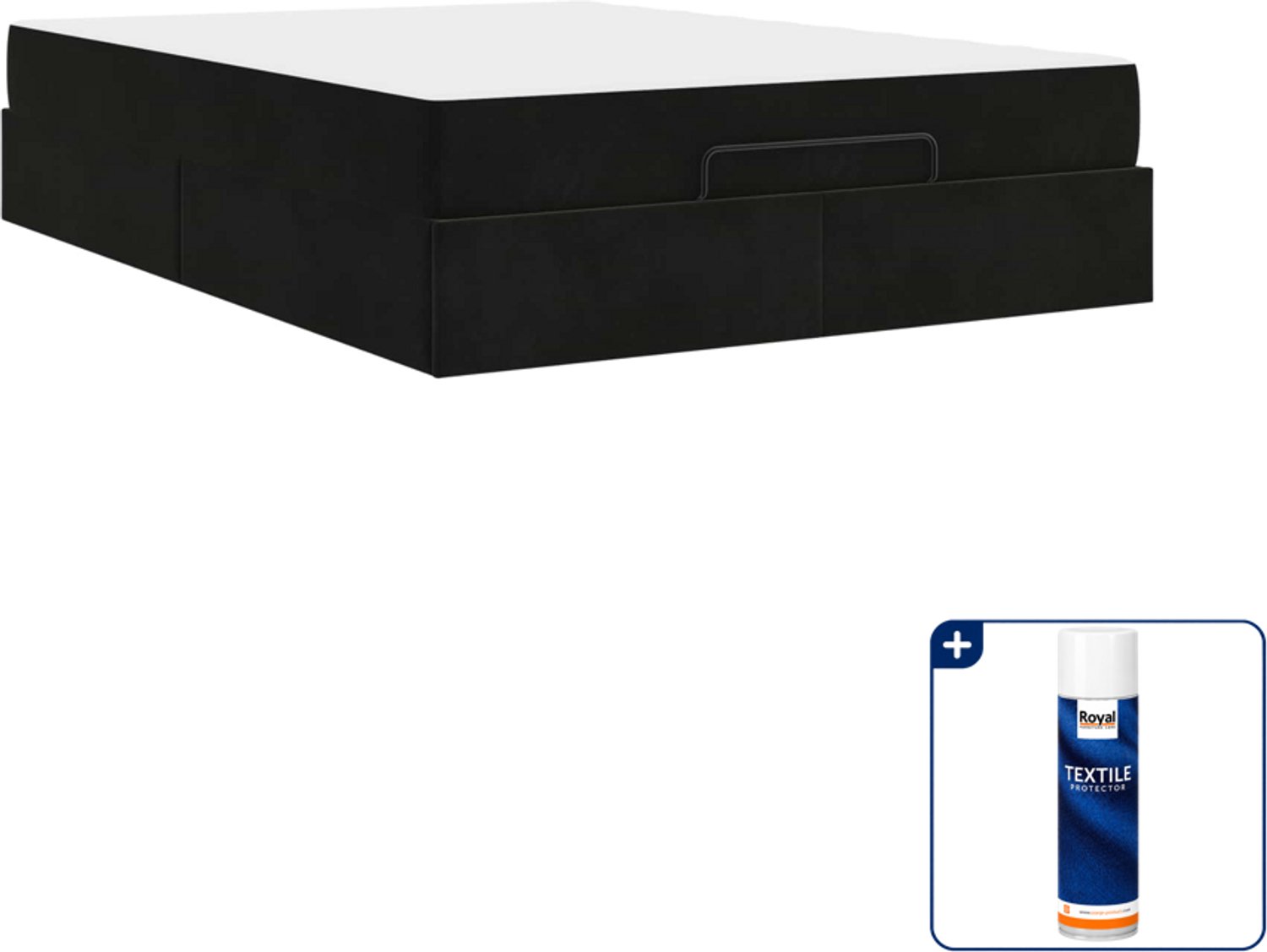 vidaXL bedframe met matras - queensize - 160 x 200 cm - zwart - Inclusief textielbeschermer 500 ml Wit