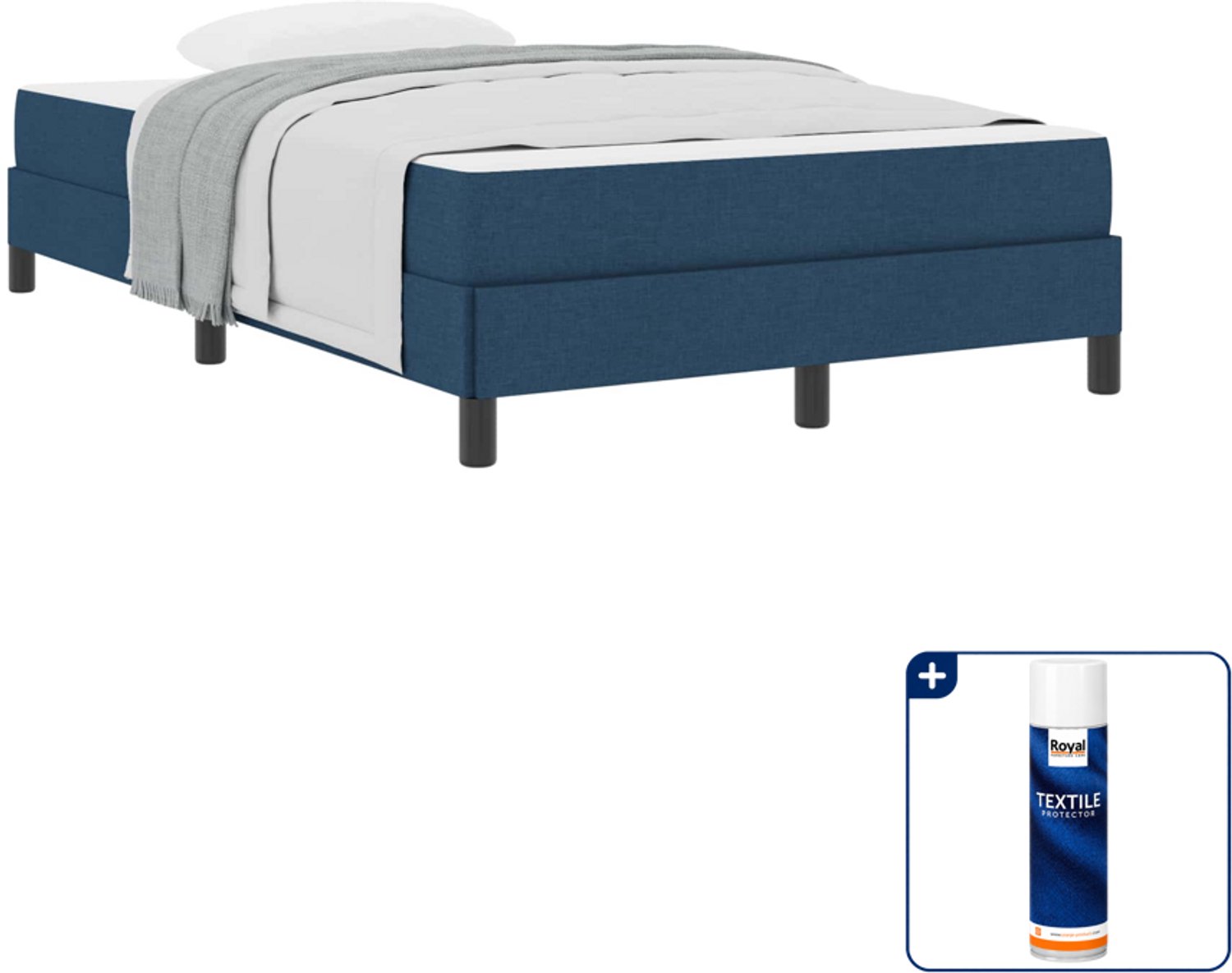 vidaXL boxspringbed - 120 x 200 cm - stof - blauw - Inclusief textielbeschermer 500 ml