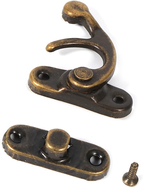 12 vintage sluitingen, haak sluitingen, decoratieve hasp, kisten sluitingen met schroeven — afbeelding 2