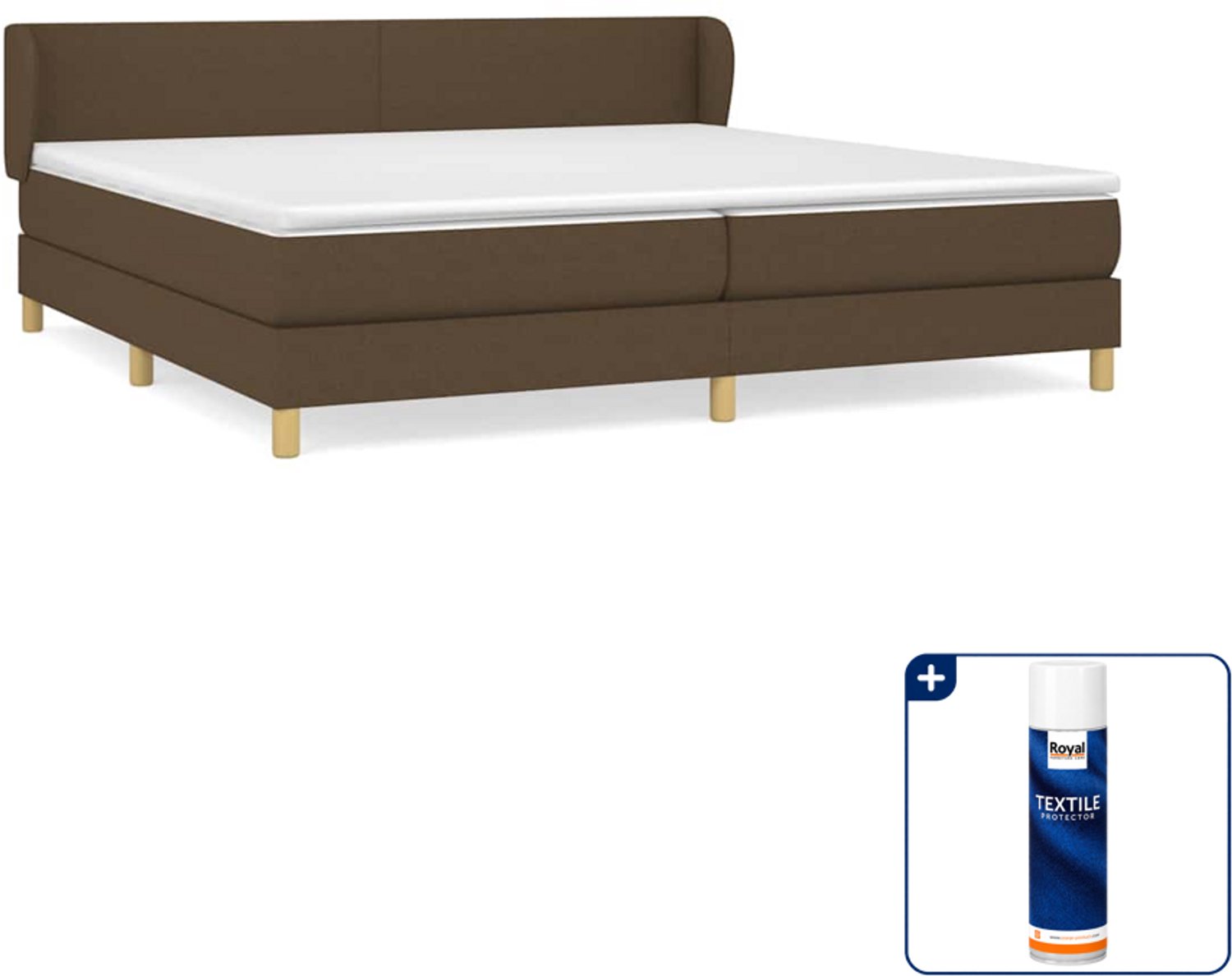 vidaXL boxspring met matras - 200 x 200 cm - donkerbruin - Inclusief textielbeschermer 500 ml