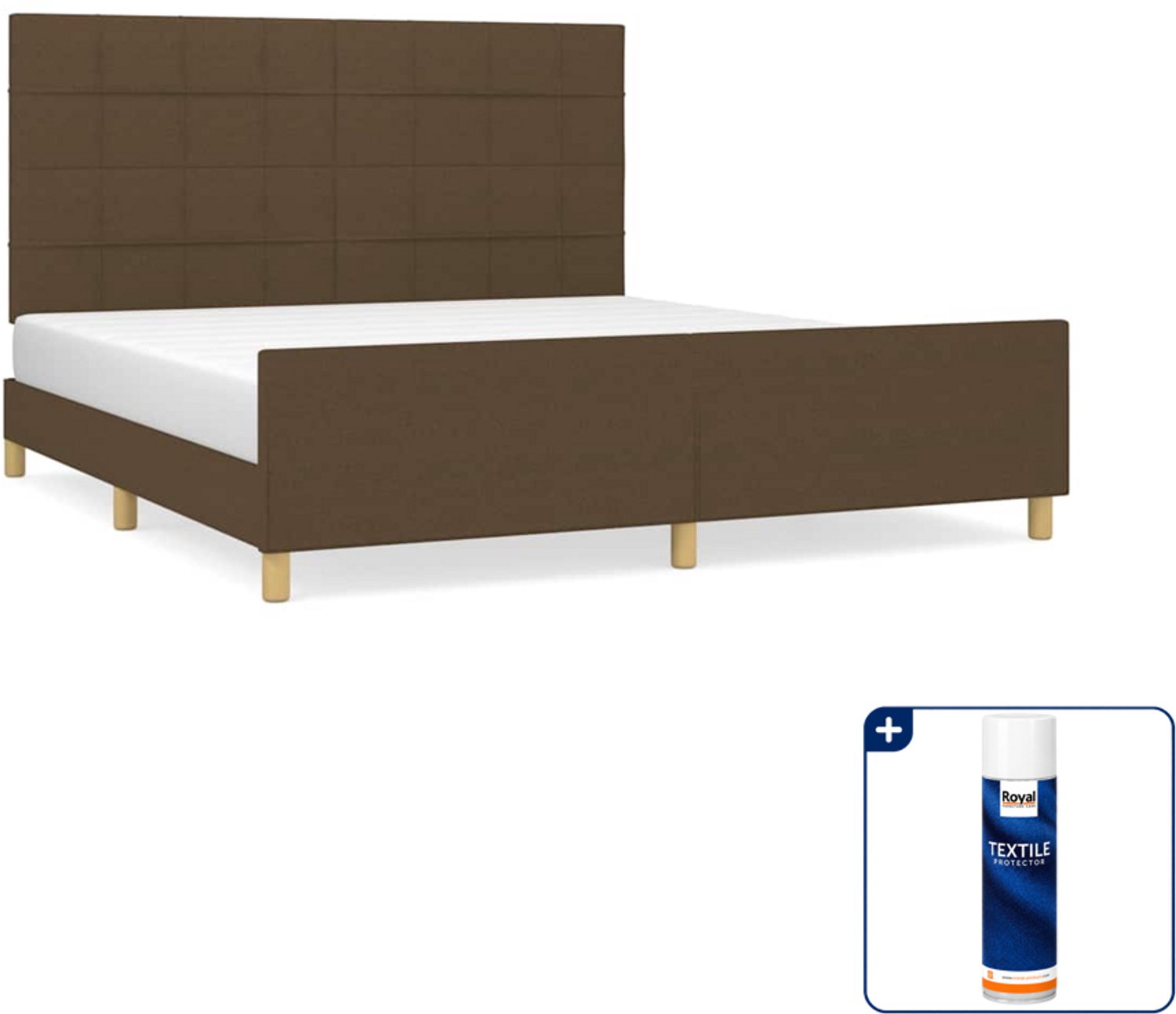 vidaXL bedframe - Queensize - 160 x 200 cm - donkerbruin - Inclusief textielbeschermer 500 ml Groen