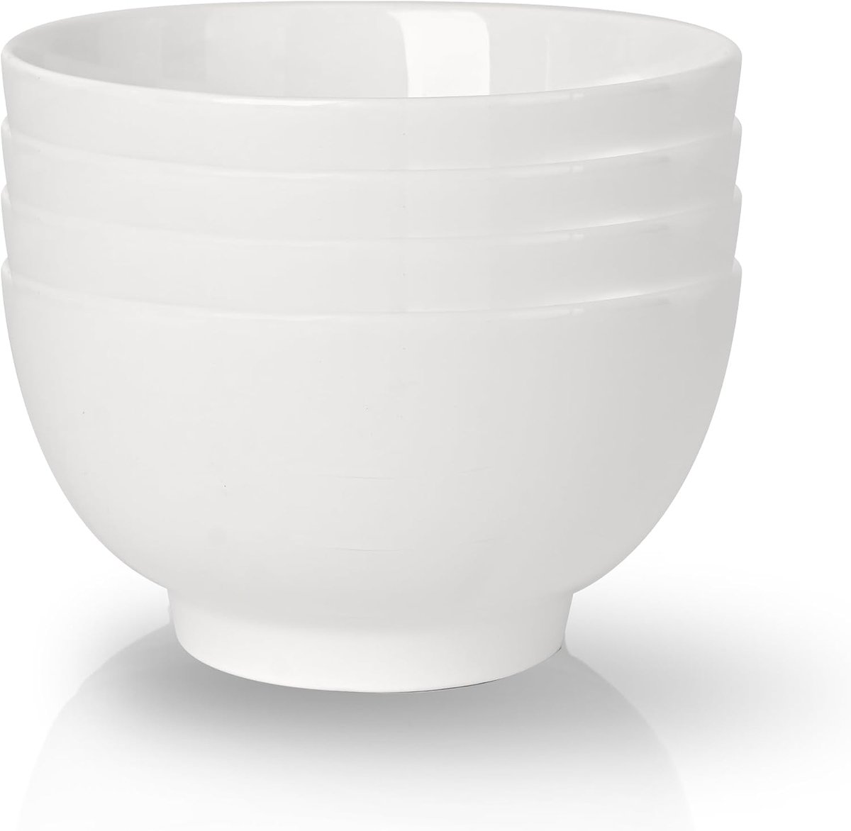 Keramiek, 4-delige set soepkommen en kommen van 1 liter, voor muesli, soepen, salade, pasta, rijst, magnetronbestendig, vaatwasmachinebestendig, wit, diameter 17,5 cm