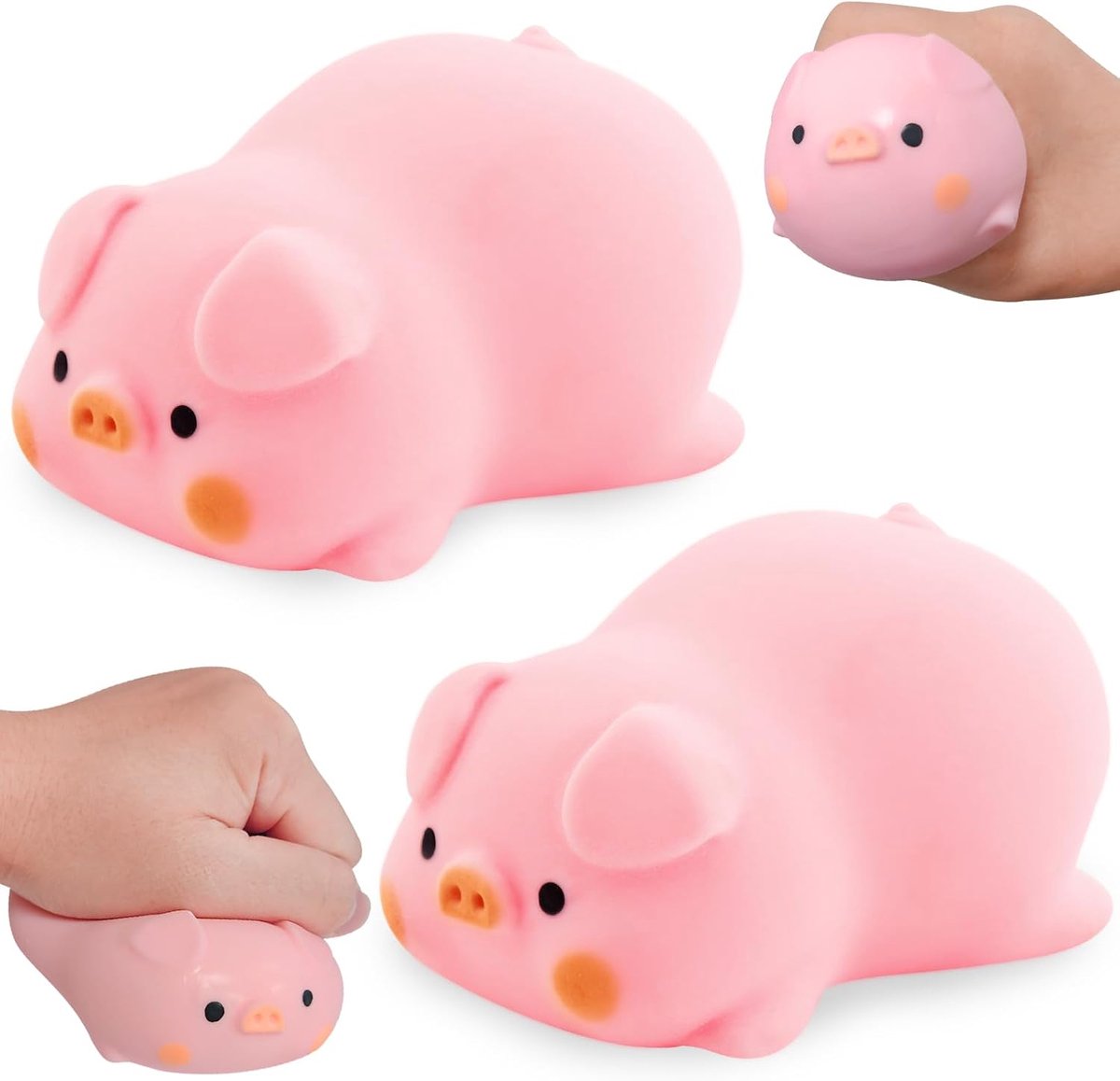 Varken 2 stuks, Squishy varken, creatief decompressiespeelgoed roze varken, squishy knijpspeelgoed, antistress speelgoed voor volwassenen en kinderen
