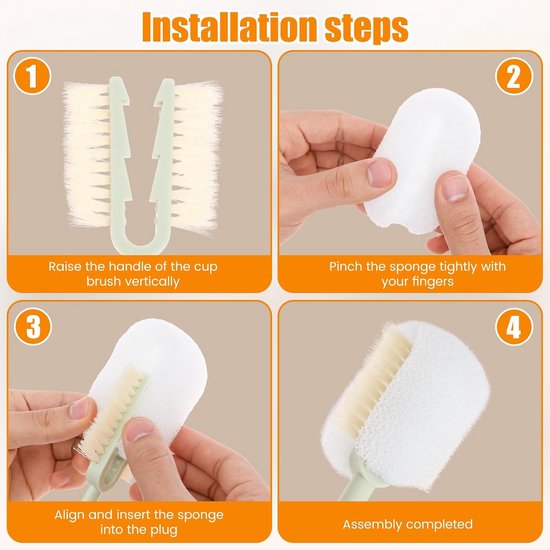 2-delige 5-in-1 waterfles-reinigingsborstelset, multifunctionele babyflessen-schrobborstel, afneembare beker-mondrietje, spletreiniger-gereedschap voor de keuken thuis — afbeelding 5