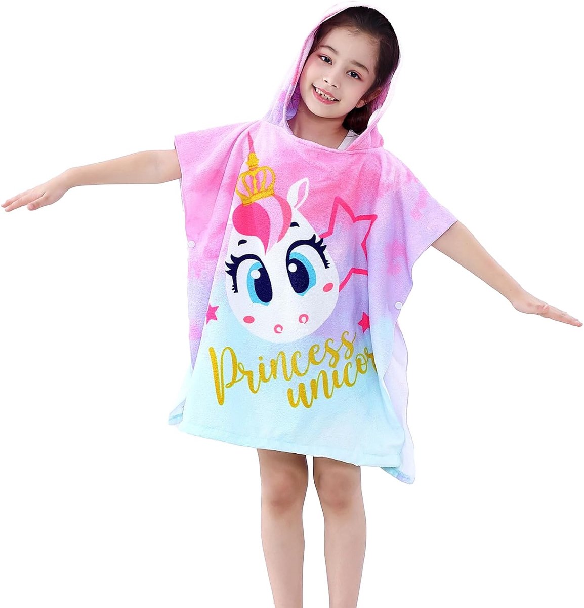 Badponcho voor kinderen met capuchon, eenhoorn, badjas voor meisjes, microvezel handdoek, poncho kinderen, badhanddoeken, badhanddoek, voor meisjes, jongens