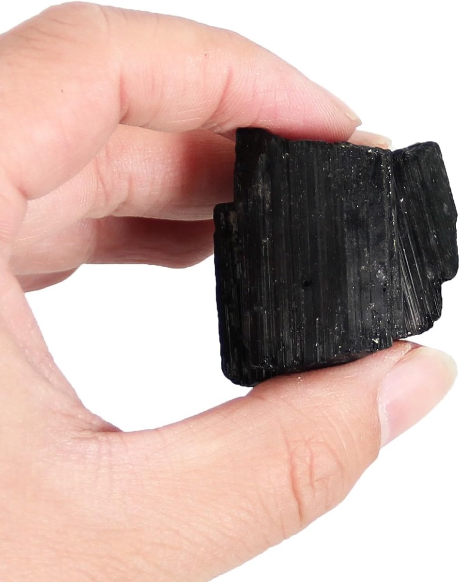 1 stuk zwarte toermalijn ruwe steen 70-90 g – natuurlijk ruw kristal ter bescherming tegen negatieve energie en voor aarding