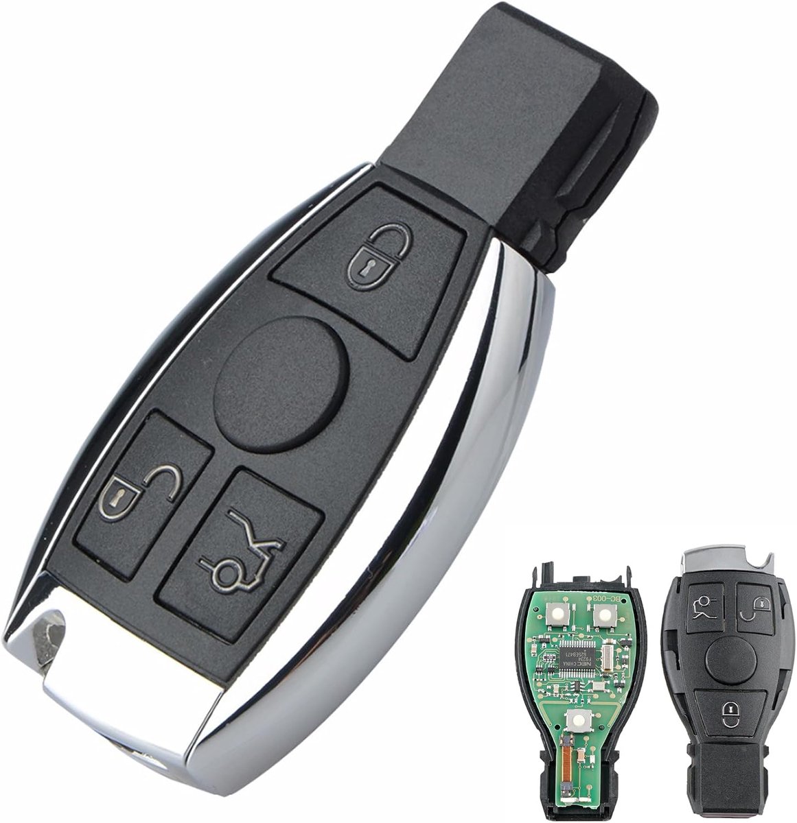Horse 3 Knop Auto Afstandsbediening sleutel Programmeerbare Elektronische Afstandsbediening Sleutel Shell voor Mercedes B-e-n-z A E S G CLK SLK ML Klasse 2000+ (433Mhz BGA Chip NEC Blade)