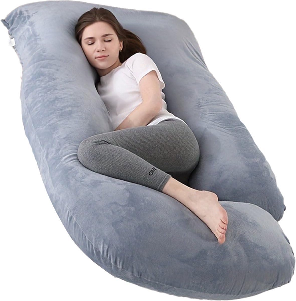 Zwangerschapskussen G-Shape Volledige lichaamsondersteuning voor comfortabel slapen op de zij - Verlicht de druk op de heupen - 140x80cm met afneembare, wasbare hoes - G-Shape & Dark Grey - EarKings