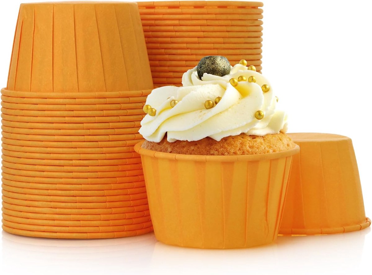 Muffinvormpjes, 50 stuks, cupcakevormen voor verjaardagen, feestjes, bruiloften (oranje)
