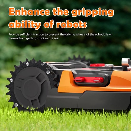 2 stuks robotmaaier spikes voor Worx Landroid S/M, robotmaaier spikes met 14 x schroeven, grasmaaier, robot wielmaat 205 mm, verzonken schroefgaten ontbraamd, voor accessoires off-wielwielen — afbeelding 3