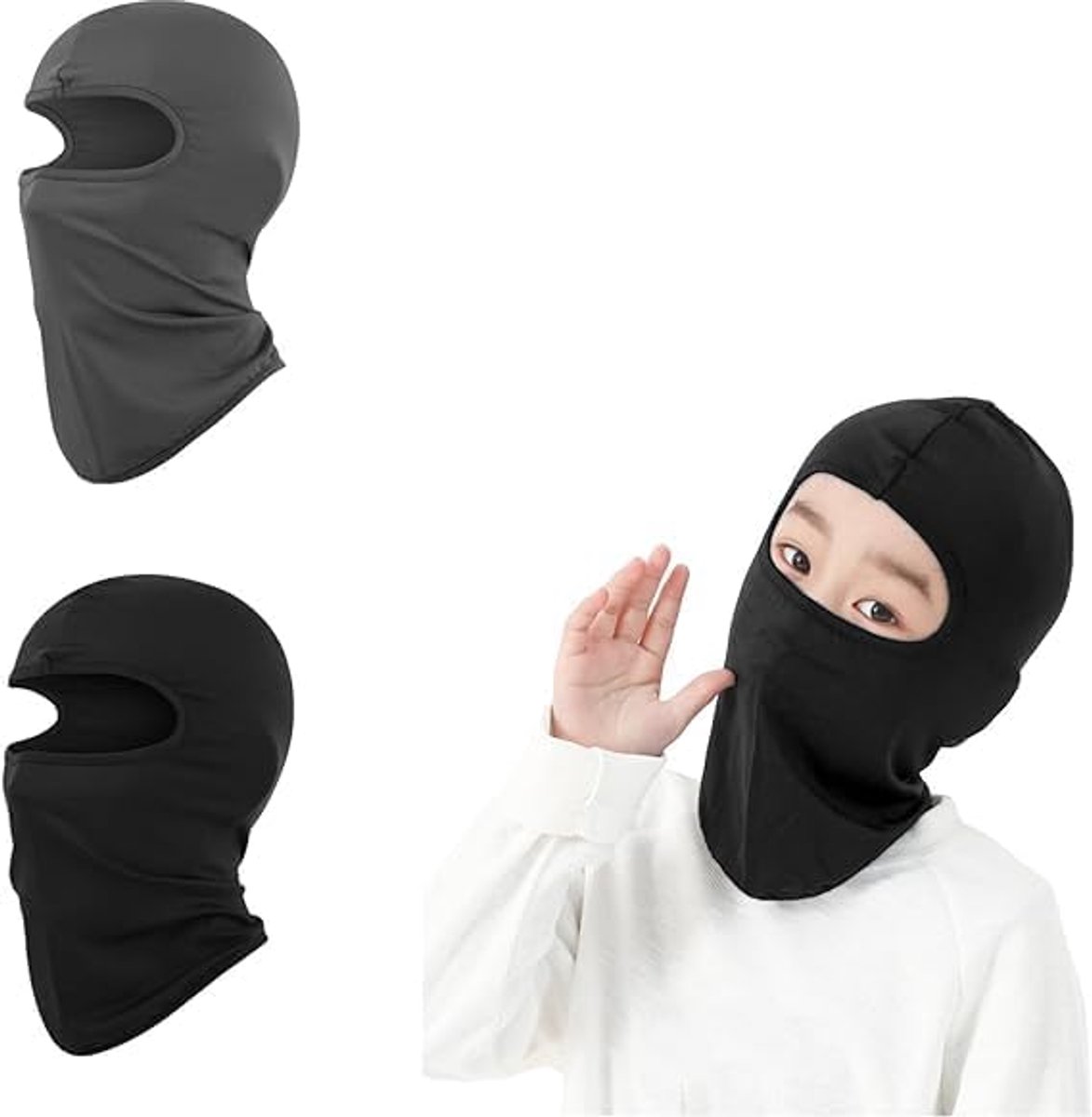 Bivakmutsen Voor Kinderen, Zomer, Coole Bivakmuts, Winddichte Gezichtsmasker, Coole Fietshoed Onder Helm, Dunne UV-Bivakmuts Voor Jongens En Meisjes, Zwart En Grijs