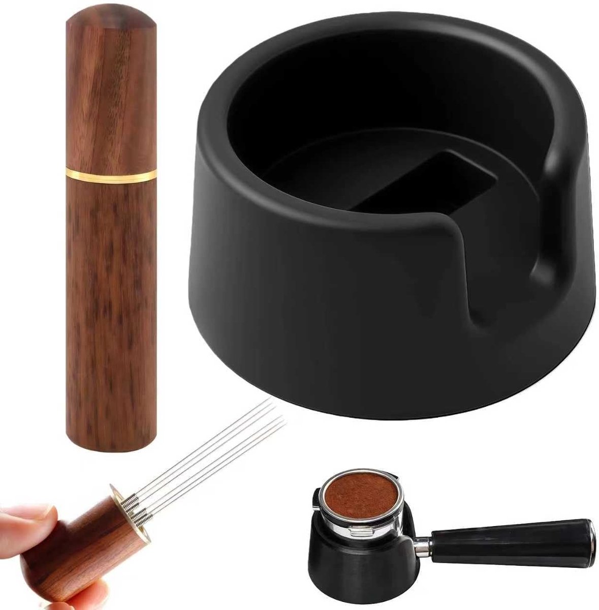 Accessoires voor Ninja Luxe Cafe ES601, tampingstation met filterhouder, stabiele basis voor perfect tamperen en betere koffie-extractie, met roestvrijstalen 304 espresso-naaldverdeler