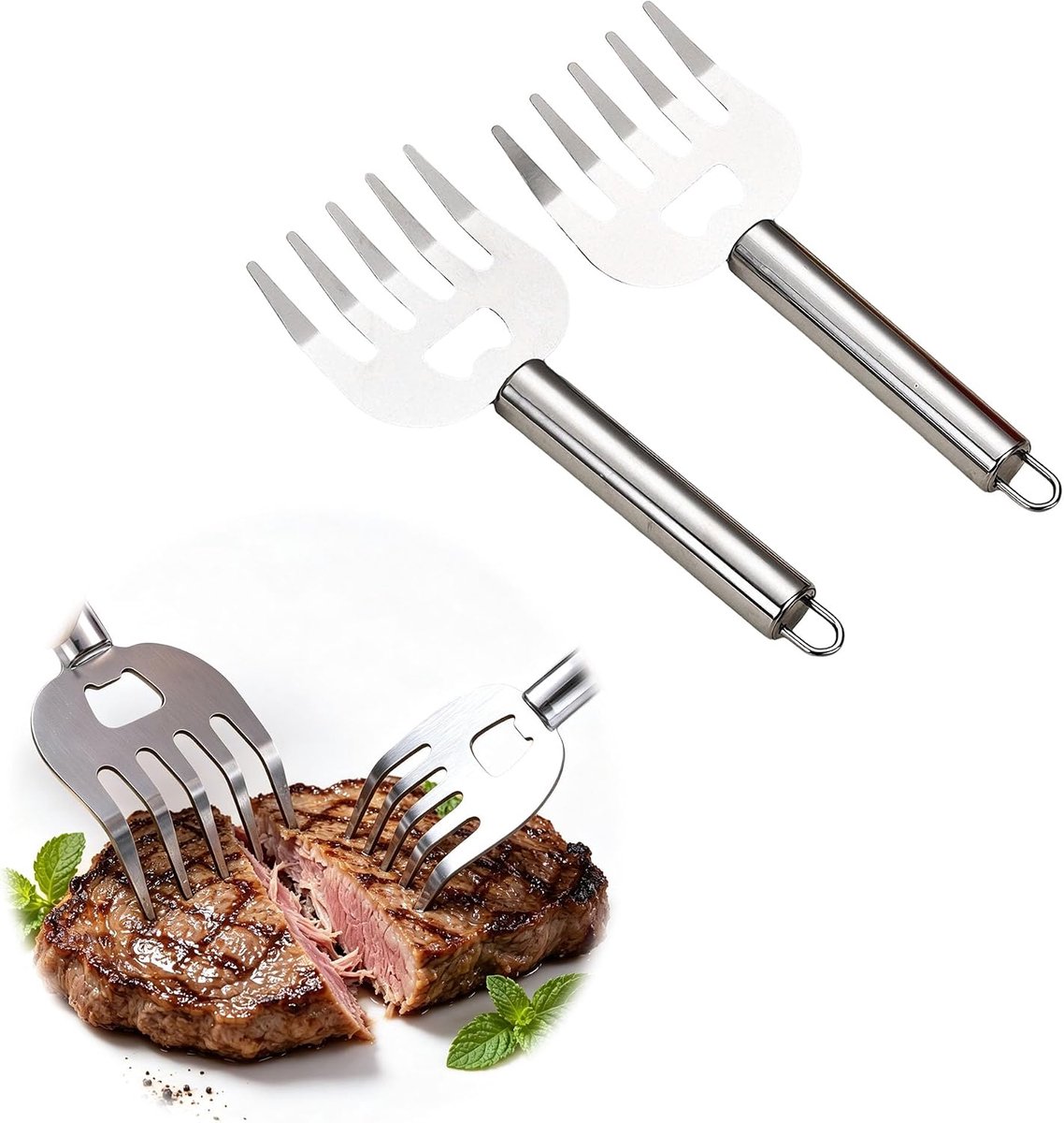 2 stuks vleesklauwen Pulled Pork roestvrij staal BBQ berenklauwen - ShopVlot