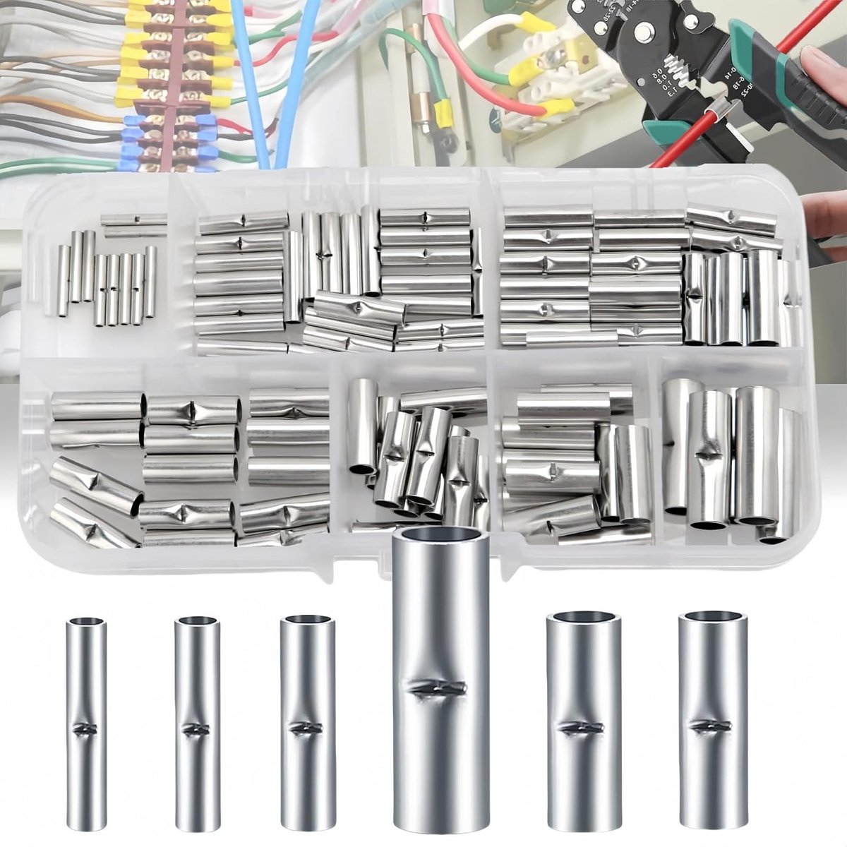 200pcs Butt Connectors, Butt Splice Connectors Kit Butt Connectors, Copper Riser Connectors, Non-Insulated Bump - ShopVlot