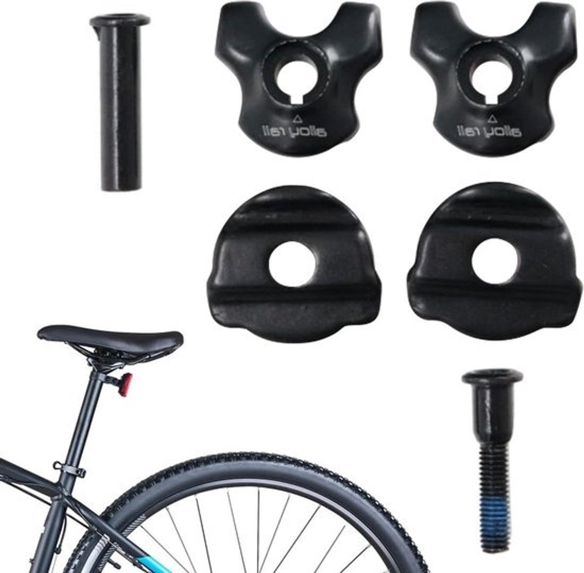 Zadelpenklem - Zadelrailsadapter - Fietszadelmontage - Lichtgewicht carbon - 7x9mm/7x7mm - Zwart