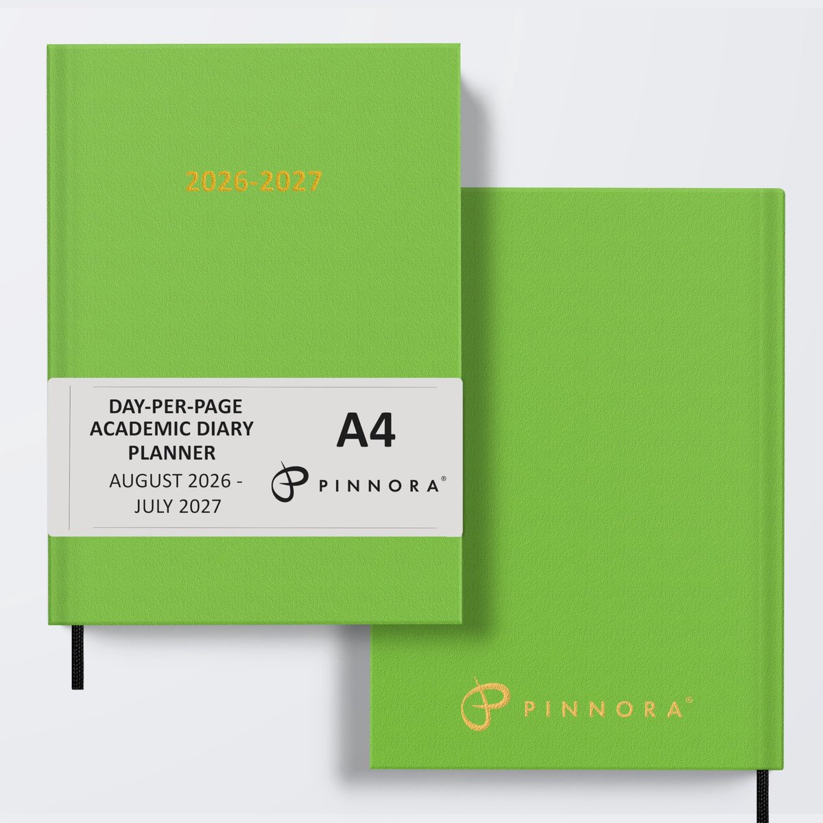 SnelShoppen - A4 Lichtgroen Academisch Dagboek 2025-2026 - Dag per Pagina Planner met Harde Kaft - Gedateerde Studenten- en Lerarenplanner - Augustus