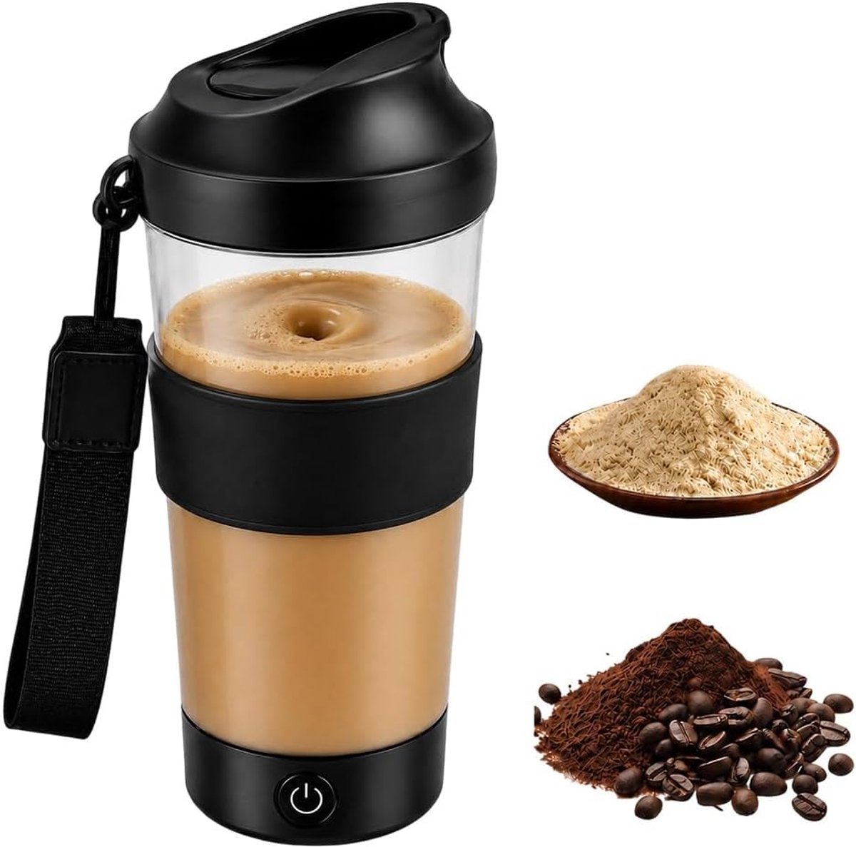 Eiwitshake 450 ml, elektrische eiwitshaker (zwart) - ShopVlot