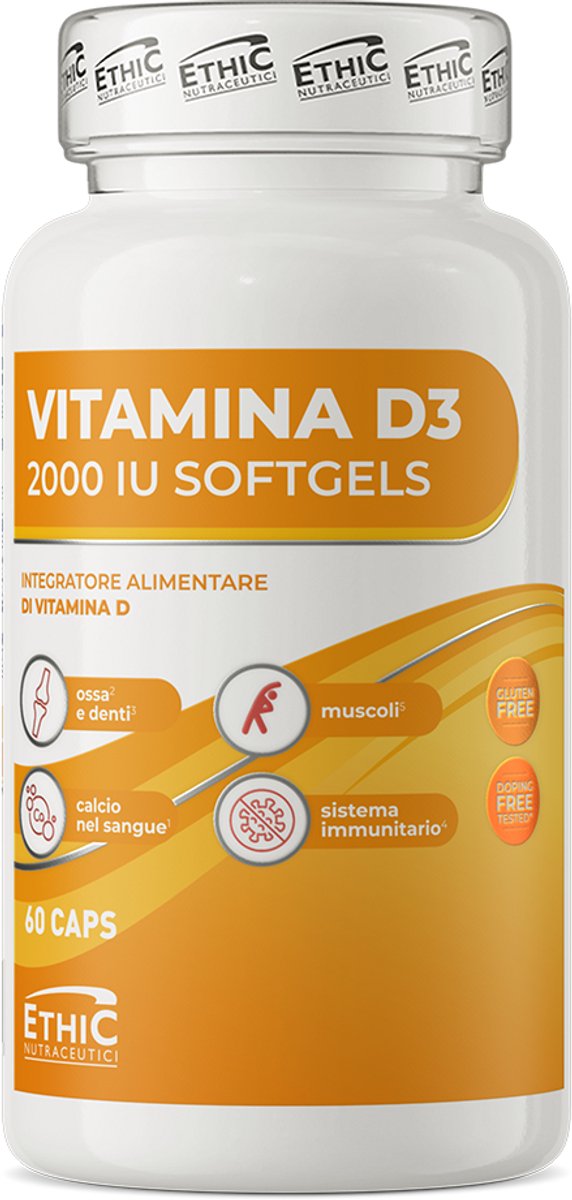 Ethic Nutraceutici Vitamin D3 2000 IU – Voedingssupplement – Vitamine D3 – 60 capsules