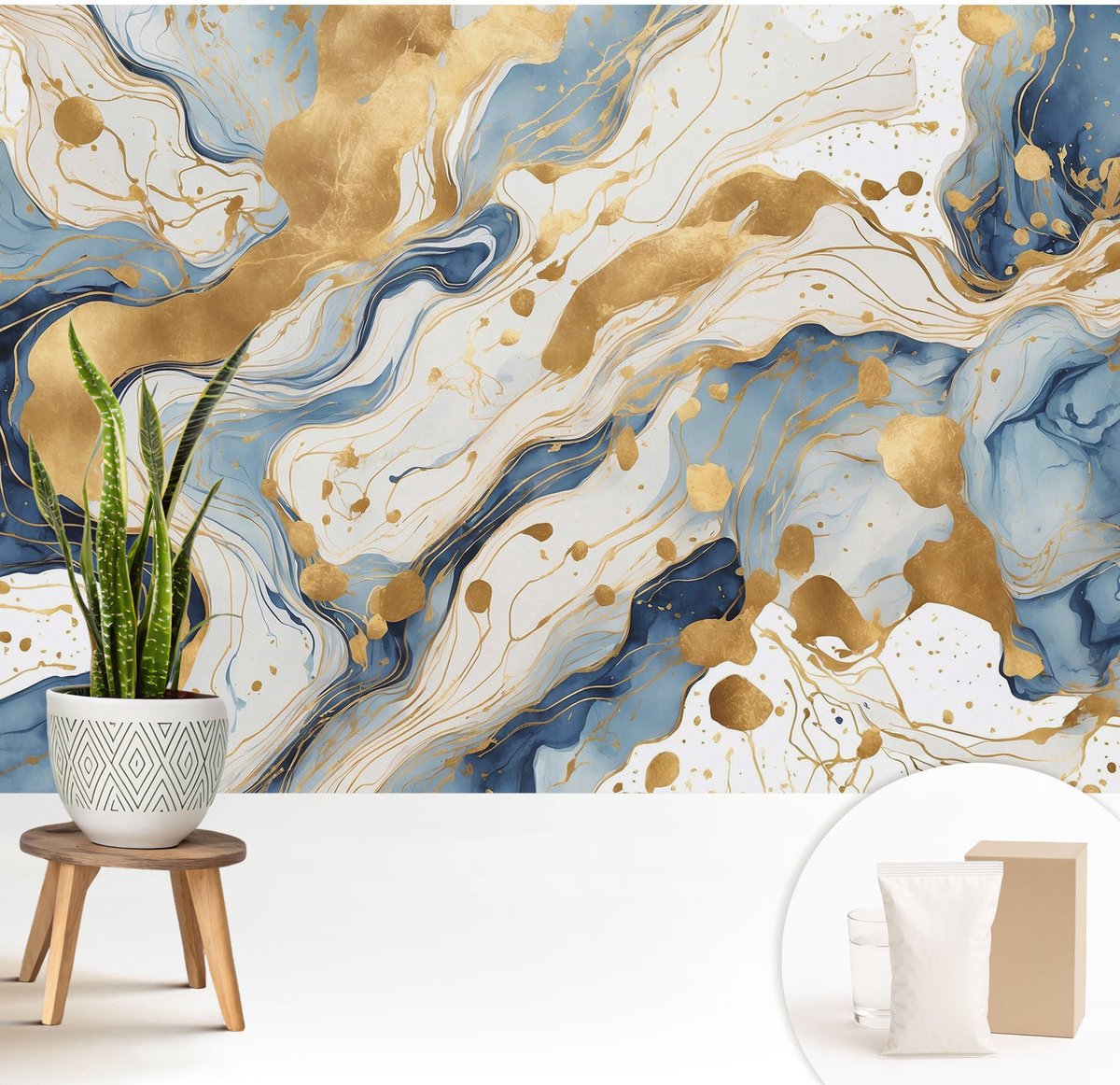 Wallfluent Fotobehang - Wit Vliesbehang - 208x146 cm - Abstracte Elegantie Fotobehang Vlies - Hal behang Abstractie - Muurschildering - Woonkamer behang