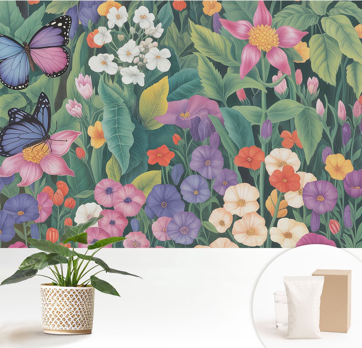 Wallfluent Fotobehang - Groente Vliesbehang - 152x104 cm - Bloemenexplosie Muurschildering - Slaapkamer behang Bloemen En Planten - Fotobehang Vlies - Slaapkamer behang