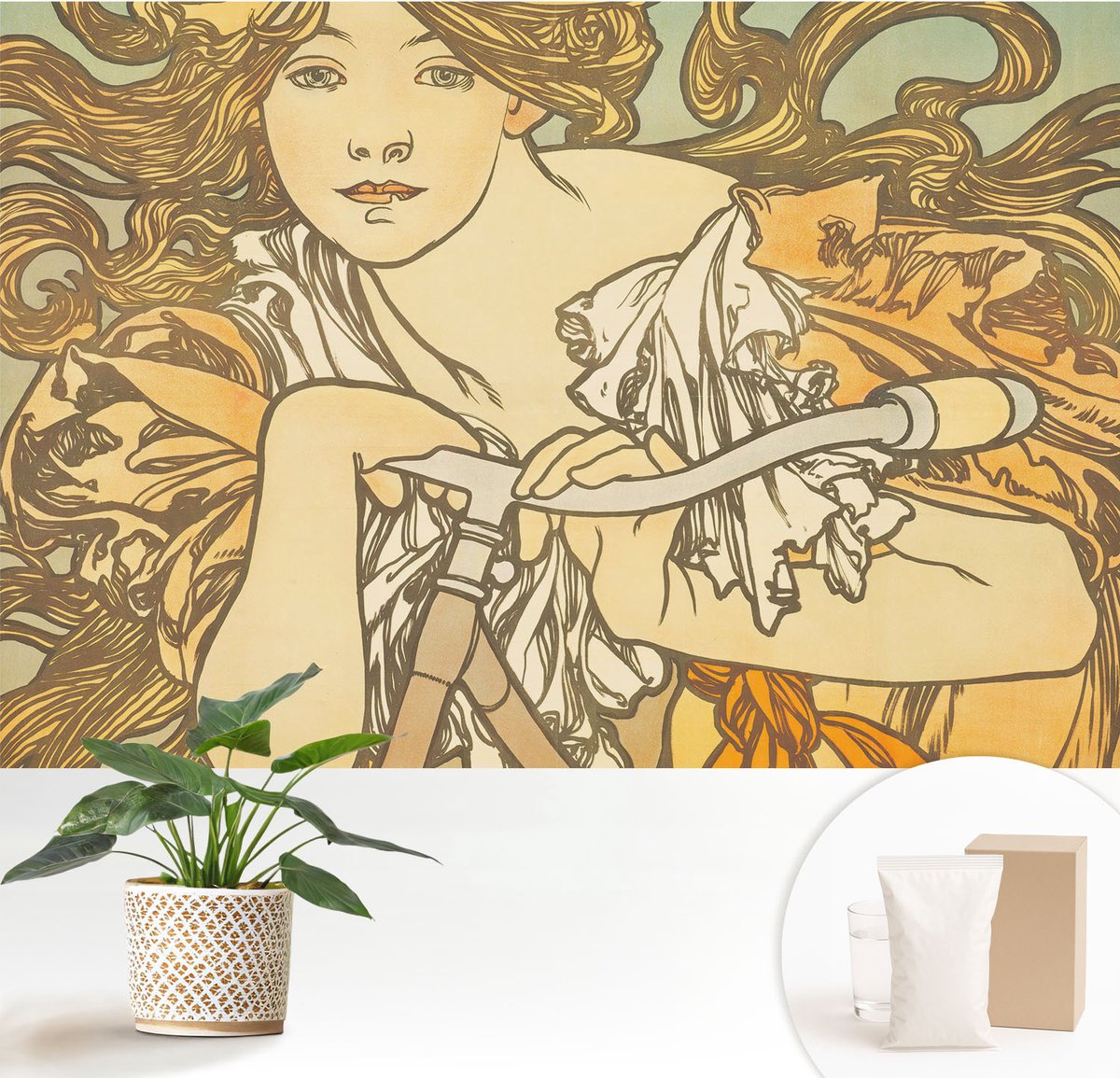 Wallfluent Fotobehang - Beige Vliesbehang - 152x104 cm - Lente-Elegantie Fotobehang Vlies - Woonkamer behang Deel - Muurschildering - Woonkamer behang