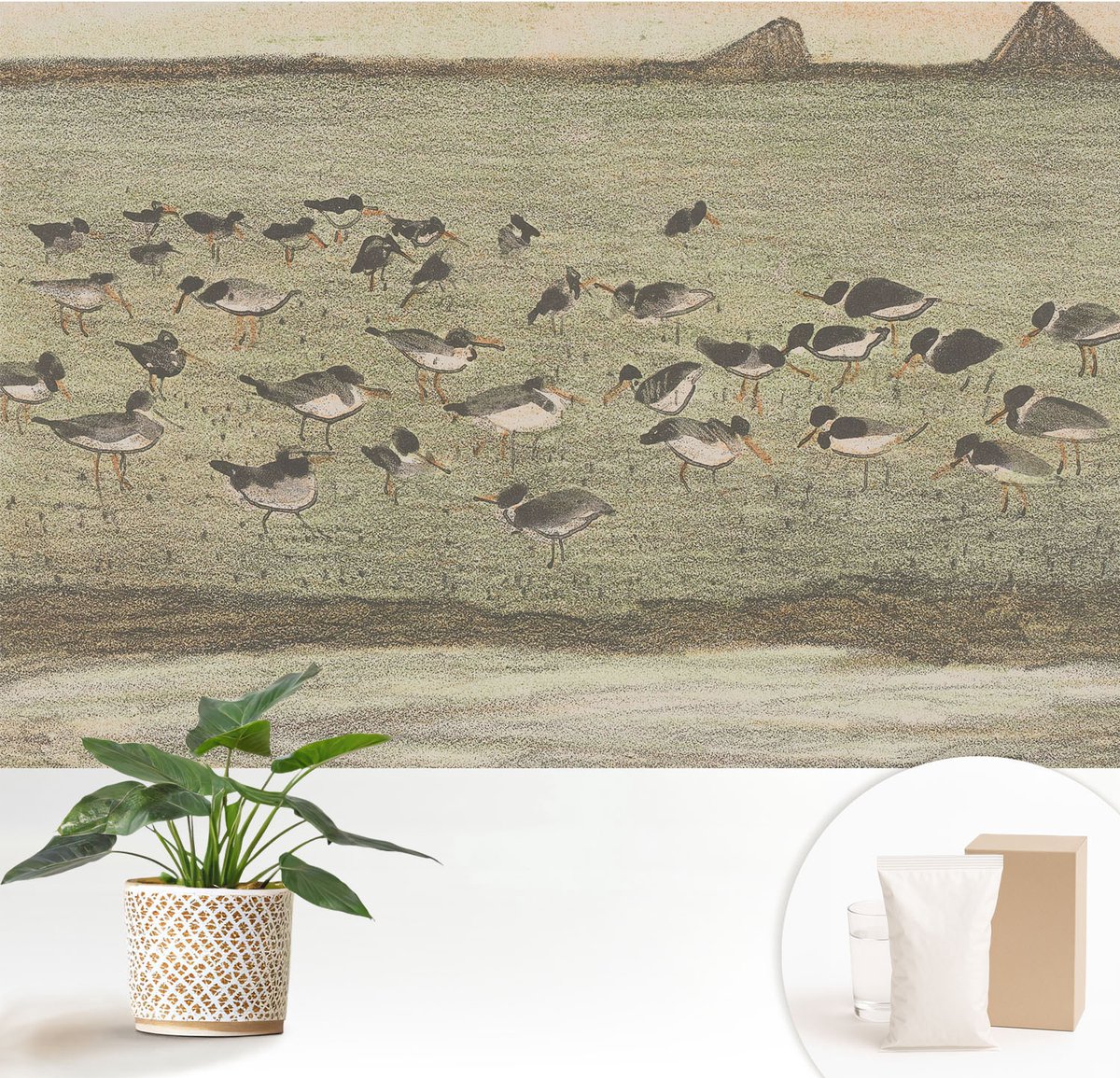 Wallfluent Fotobehang - Groente Vliesbehang - 152x104 cm - Vogels Vrede Muurschildering - Gang behang Dieren - Fotobehang Vlies - Gang behang