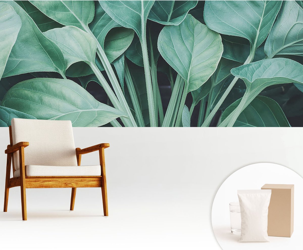 Wallfluent Fotobehang - Groente Vliesbehang - 250x104 cm - Groene Natuur Fotobehang Vlies - Hal behang Bloemen En Planten - Muurschildering - Woonkamer behang