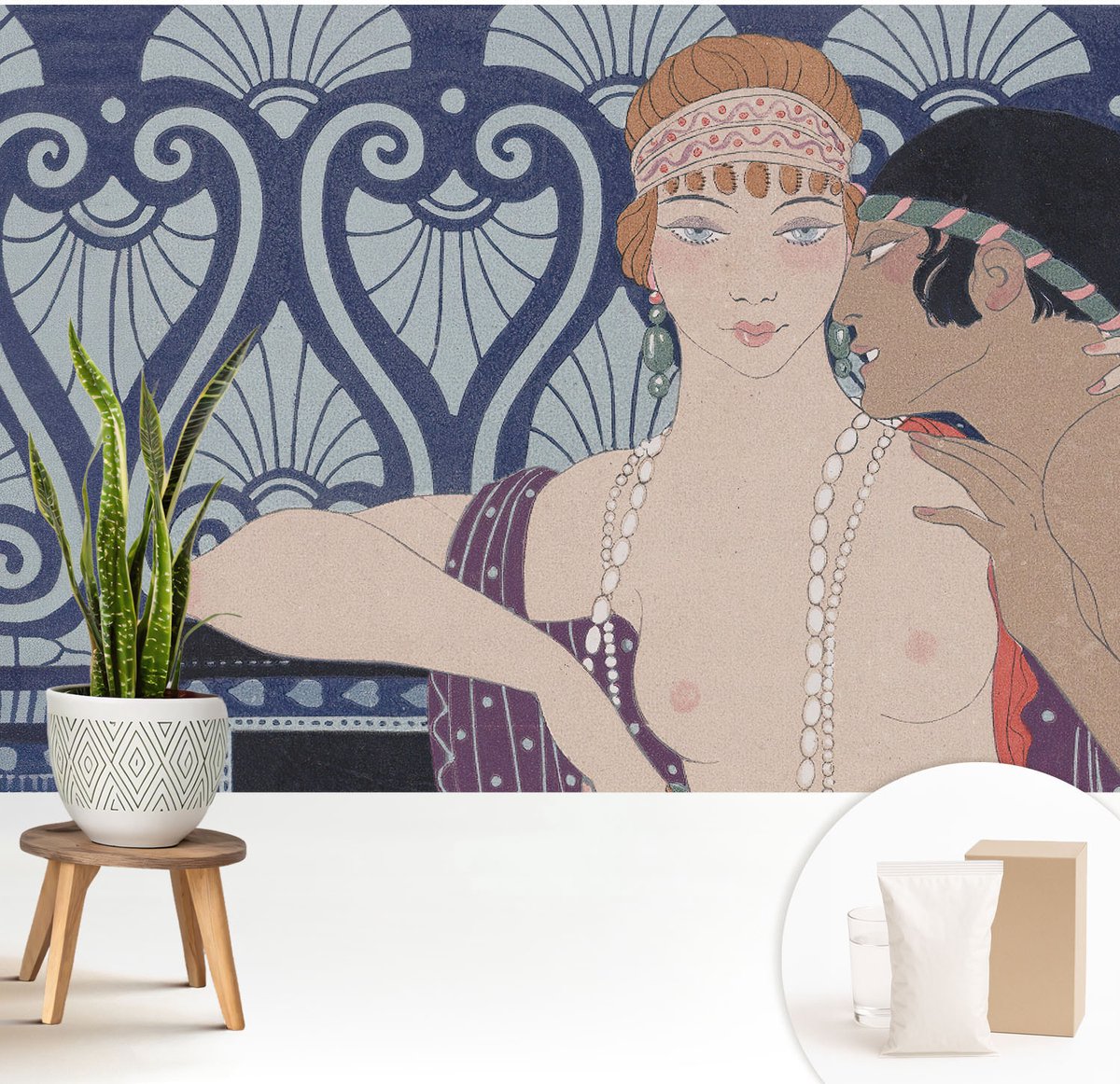 Wallfluent Fotobehang - Marine Vliesbehang - 208x146 cm - Artistiek Echtpaar Fotobehang Vlies - Hal behang Deel - Muurschildering - Woonkamer behang