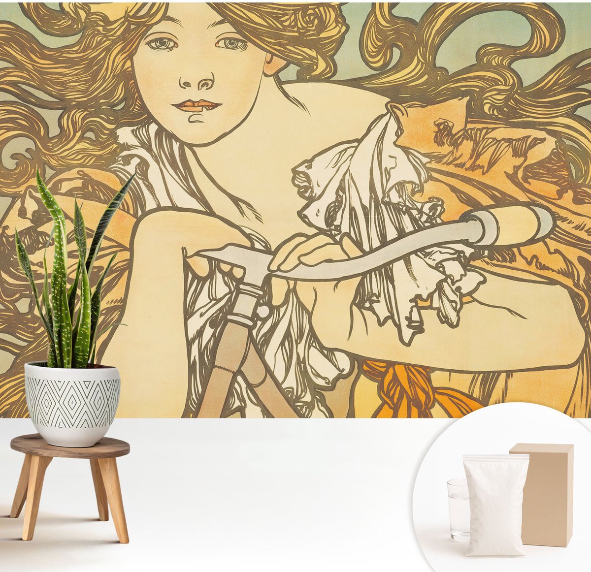 Wallfluent Fotobehang - Beige Vliesbehang - 208x146 cm - Lente-Elegantie Fotobehang Vlies - Woonkamer behang Deel - Muurschildering - Woonkamer behang