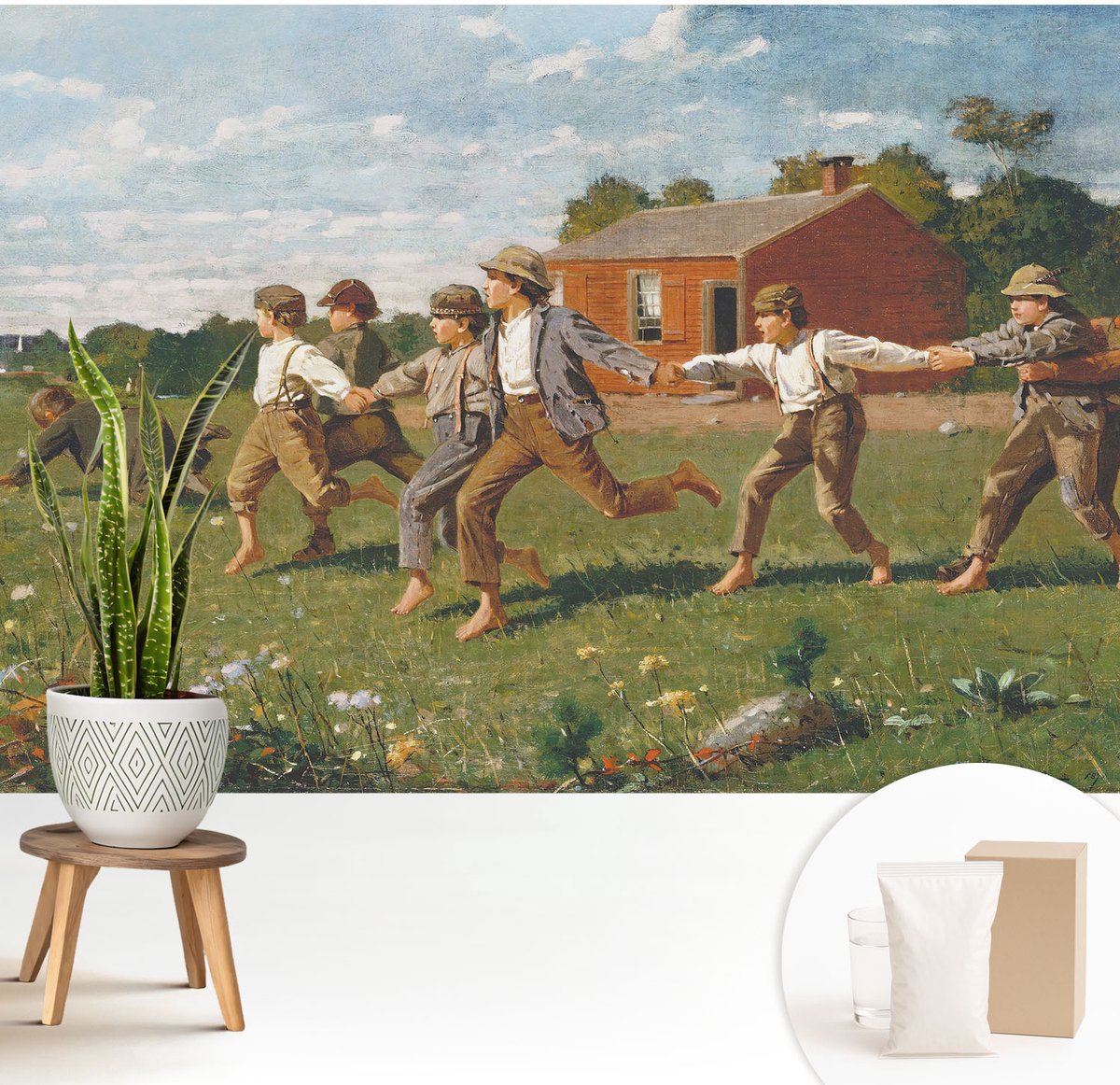 Wallfluent Fotobehang - Bruin Vliesbehang - 208x146 cm - Vrolijk Plezier Fotobehang Vlies - Woonkamer behang Mensen - Muurschildering - Hal behang