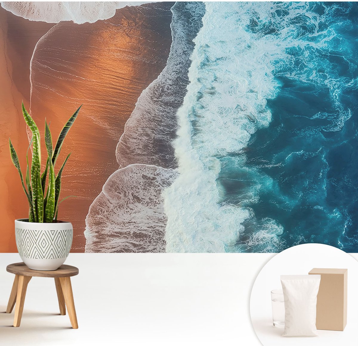 Wallfluent Fotobehang - Oranje Vliesbehang - 208x146 cm - Mariene Symbiose Fotobehang Vlies - Hal behang Landschappen - Muurschildering - Hal behang