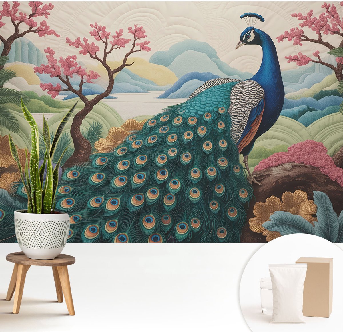Wallfluent Fotobehang - Groente Vliesbehang - 208x146 cm - Exotische Schoonheid Fotobehang Vlies - Woonkamer behang Dieren - Muurschildering - Woonkamer behang