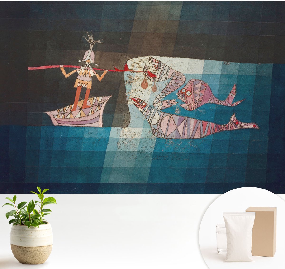 Wallfluent Fotobehang - Zwart Vliesbehang - 104x70 cm - Visser-Jager Fotobehang Vlies - Hal behang Deel - Muurschildering - Woonkamer behang