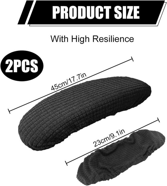 Ergonomische Armleuningen Beschermhoezen voor Kantoorstoelen, 2 Stuks, Zwarte Elastische Hoezen voor Comfort en Ondersteuning — afbeelding 5