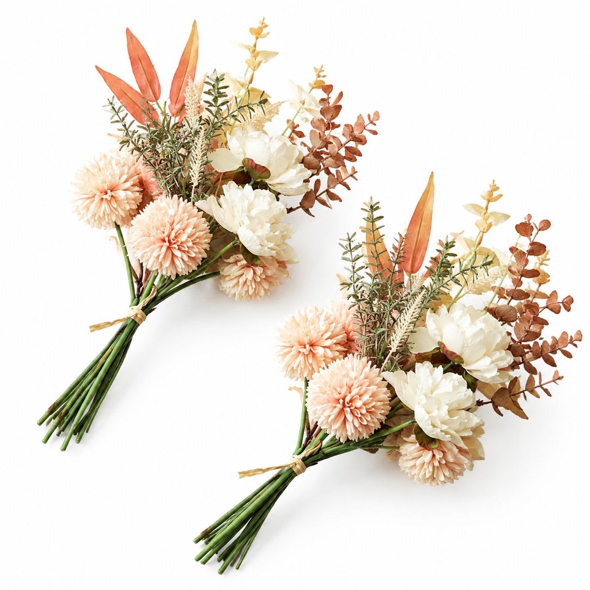 VHV - Kunstbloemen - 2 stuks - Kunstplanten - Kunstmatige paardenbloemen - Perzikbloemarrangement - Decoratie voor thuis - Valentijn cadeau - thuis
