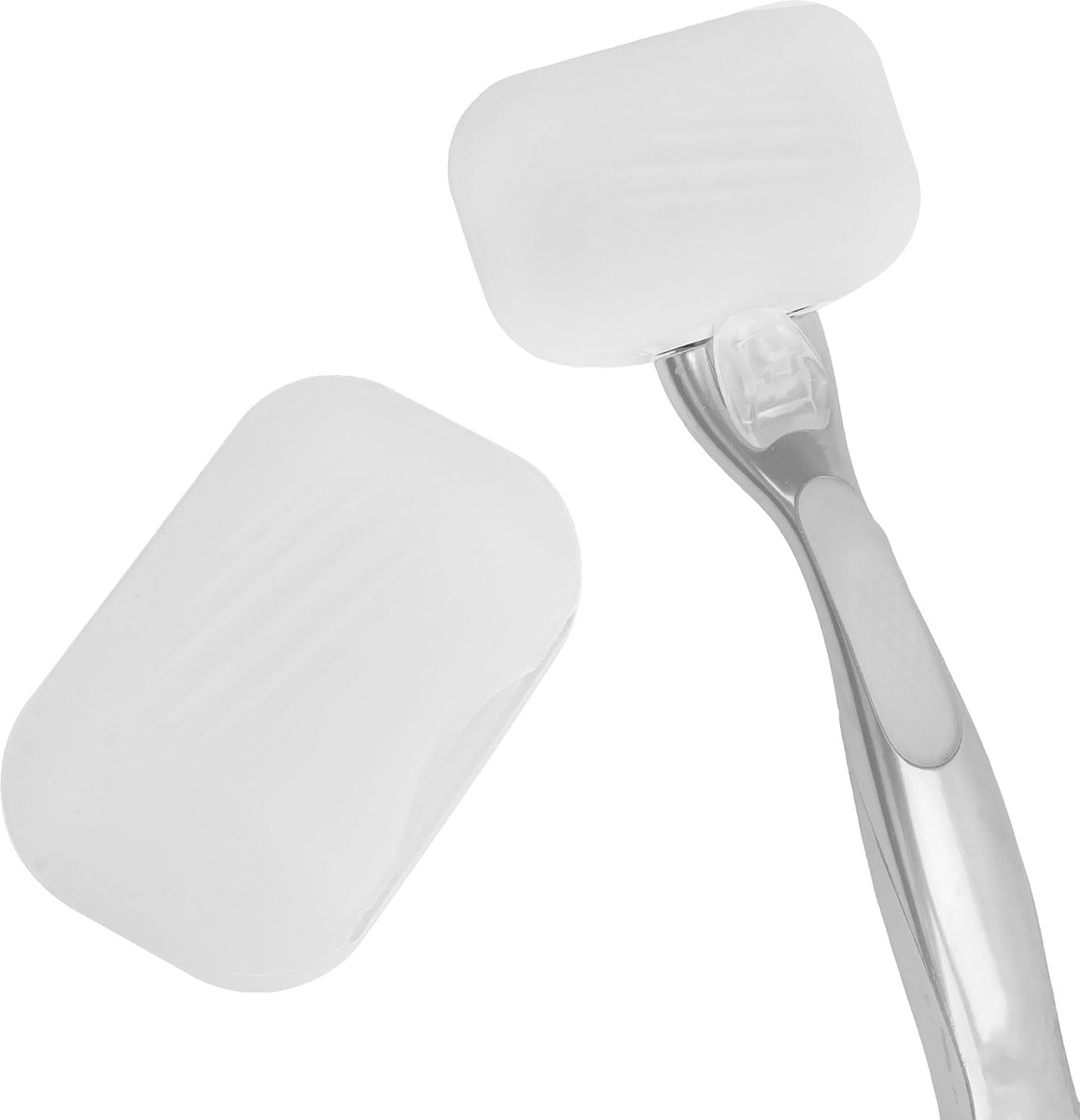 2 Pack Siliconen Hoezen voor Scheermes, Draagbare Scheerapparaat Houder voor Reizen, Scheermes Hoes Compatibel met Venus Scheermes Reizen Hoes, Blad Container Opberg Scherm Houder, Wit, 2" x 1.4" x