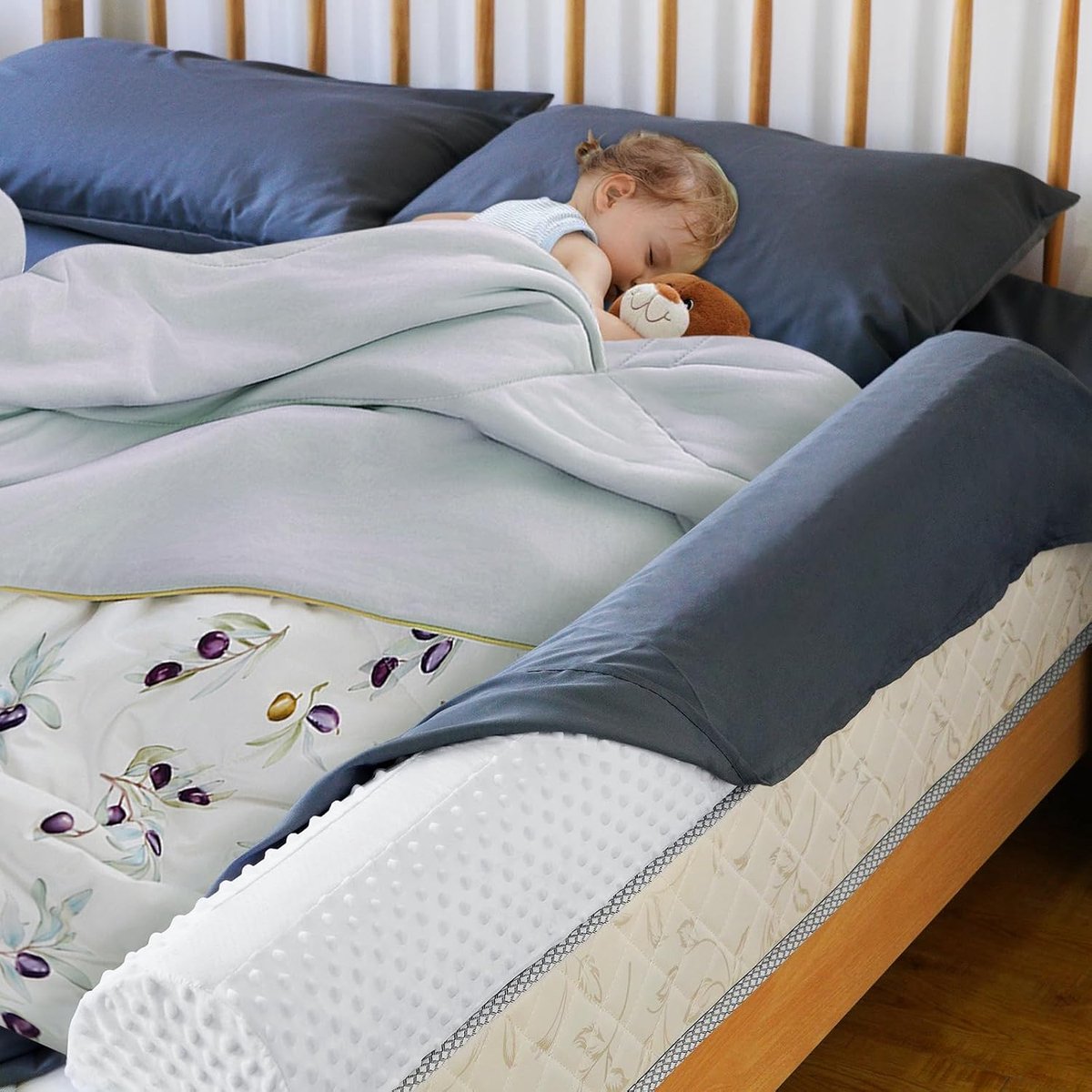 Bedhek, valbescherming, bedhekje voor kinderen, babybedhek, valbescherming met machinewasbaar, antislip en overtrek voor baby's, oudere volwassenen