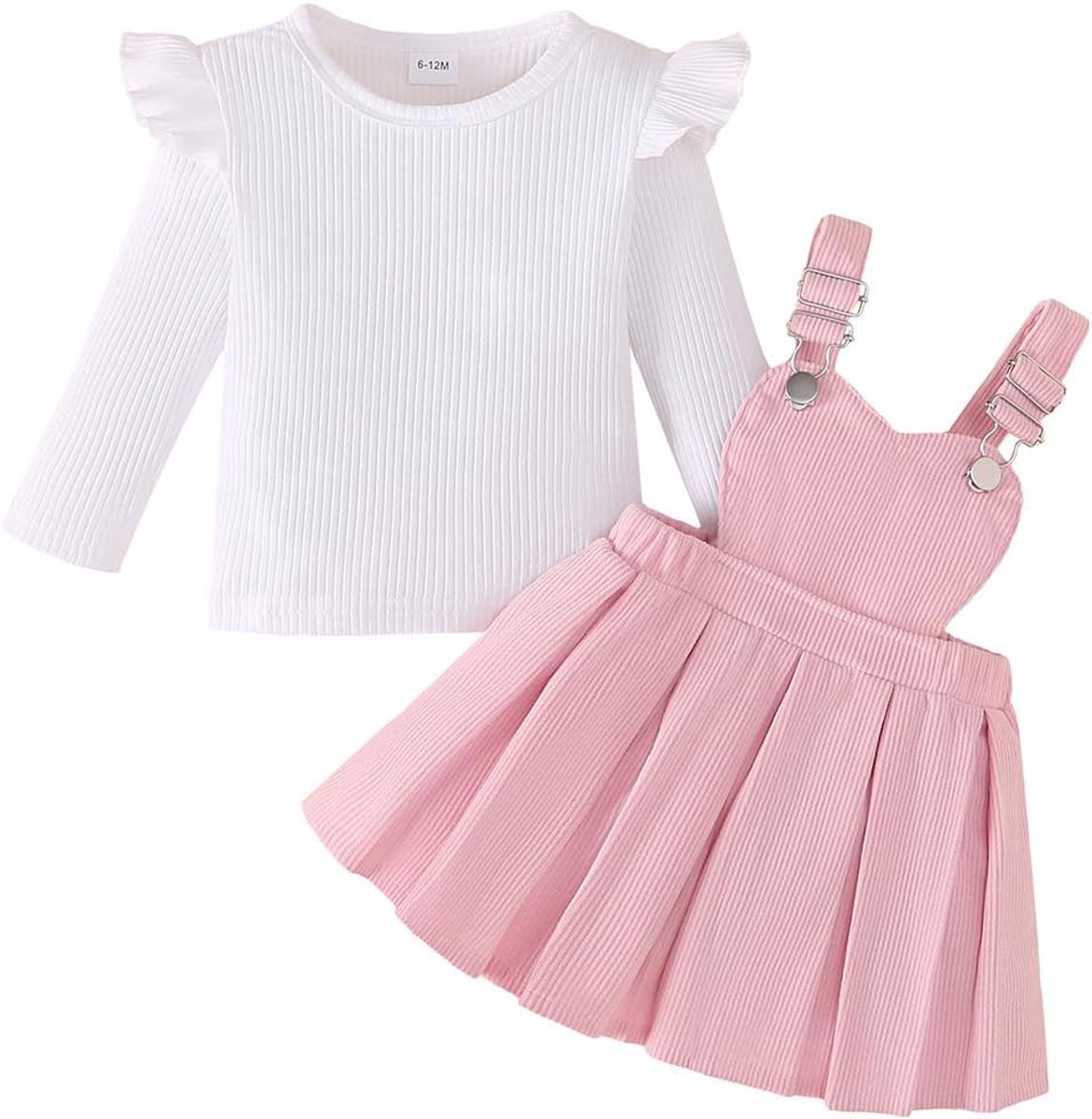 Herfstoutfit voor peuters, hartvormige overall, rok met T-shirt