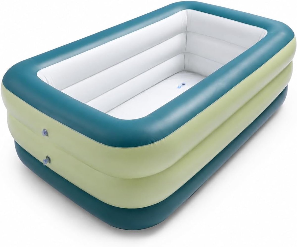 Opblaasbaar Zwembad voor Kinderen en Volwassenen, PVC Verdikt 3 Lagen Opvouwbaar Bovengronds Opblaaszwembad Grote Capaciteit voor Peuters Waterfeest Achtertuin Tuin Gazon (184L)