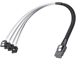 Ipolex SFF-8087 naar 4x SATA-kabel, 36-pins SFF-8087 host/controller naar 7-pins SATA target/backplane, compatibel met PERC H310, RAID-controller, 1 meter (3,3 ft)