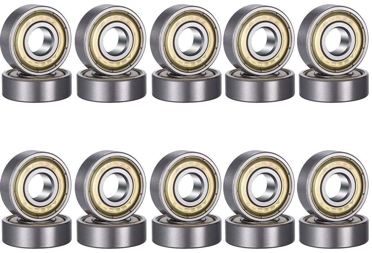 Pack of 20 608 ZZ Metal Ball Bearings 608zz Double Shielded Miniature for Skateboard for Skates Skateboards ShopVlot